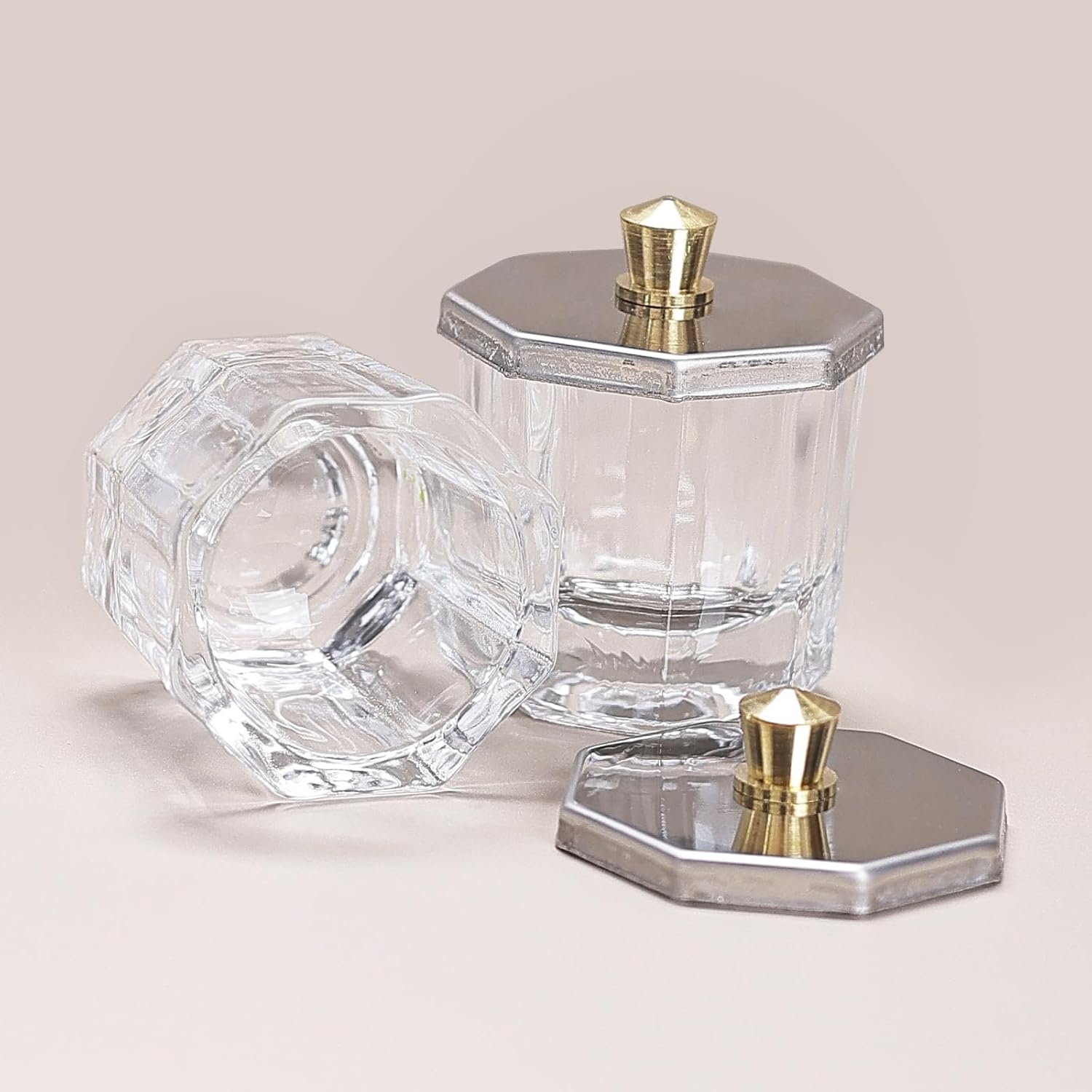 Dish Glass Crystal Cup, 3 Pcs Glass Dappen Dish, Powder Nail Crystal Cup, Lid Nail Art Acrylic Liquid, Glass Cup, Liquid Powder Nail Crystal Bowl, Can Be Used for Nail Care image number 1