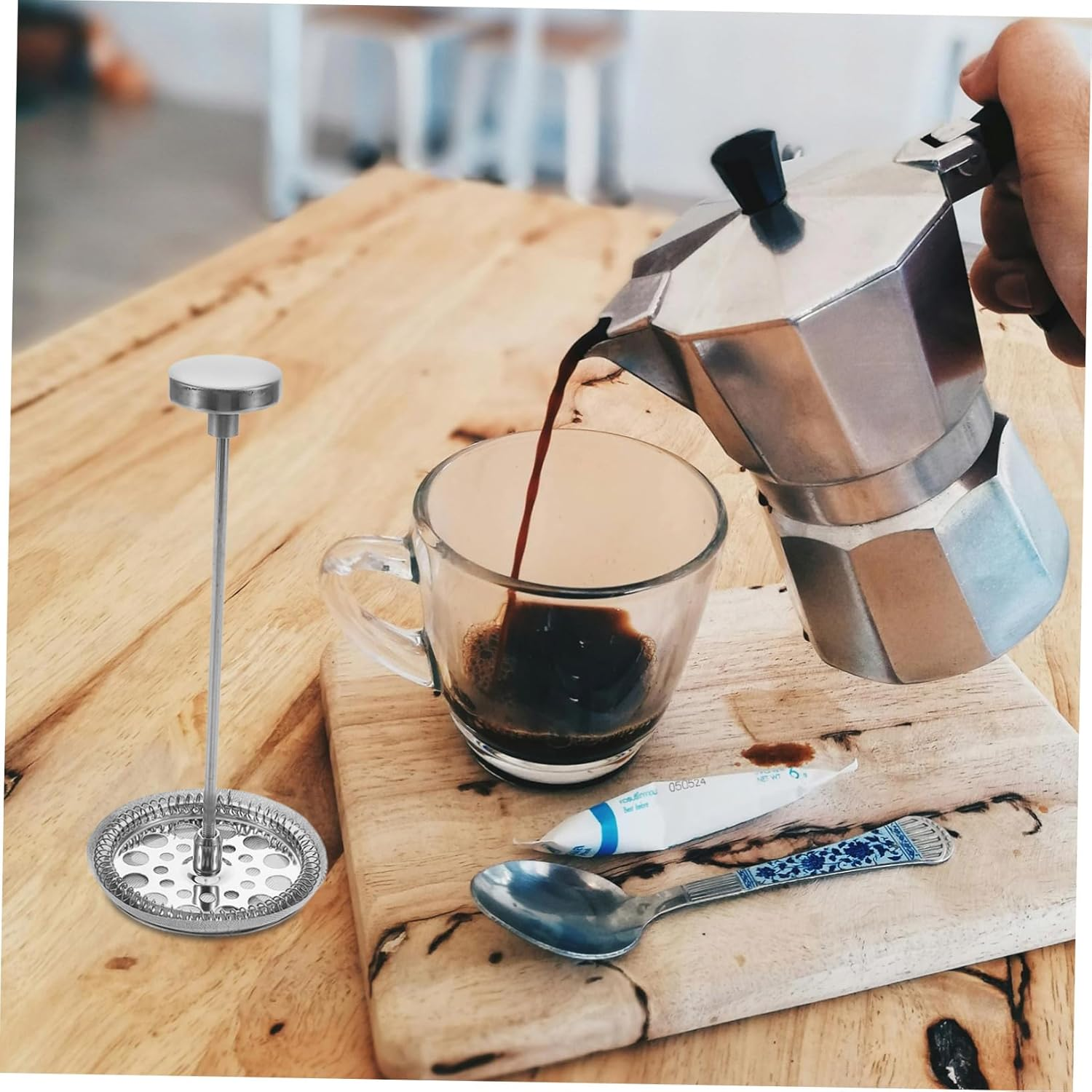 ULTECHNOVO Coffee Maker Filter Parts Stainless Steel Mesh Handle Tapered Basket for Espresso Spare image number 2