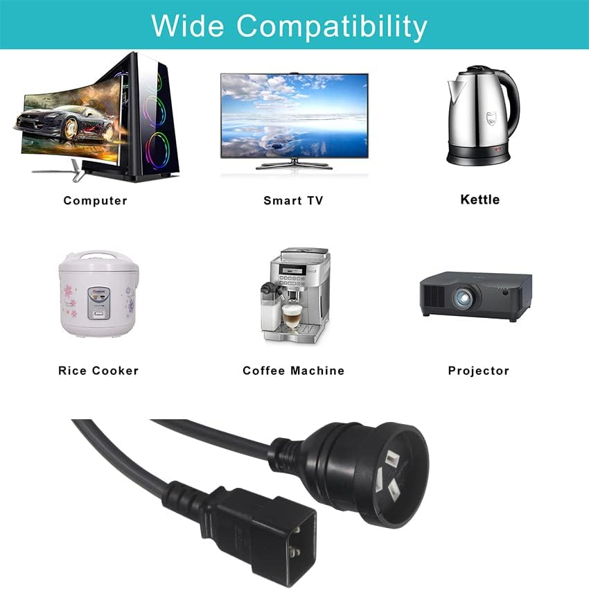 Power Cord C20 Convert to AU Socket Extension Cable UPS Unit Replaces IEC320-C20 3 Pin Female Connector Adapter 3G*1.0Mm 20CM Short Length for Studio Equipment