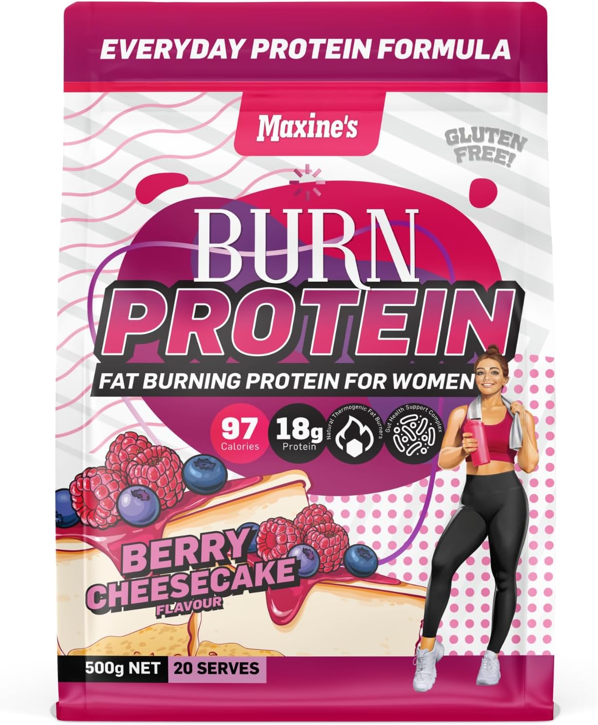 Maxine'S Burn Berry Cheesecake Gluten Free Protein Powder 500 G image number 2