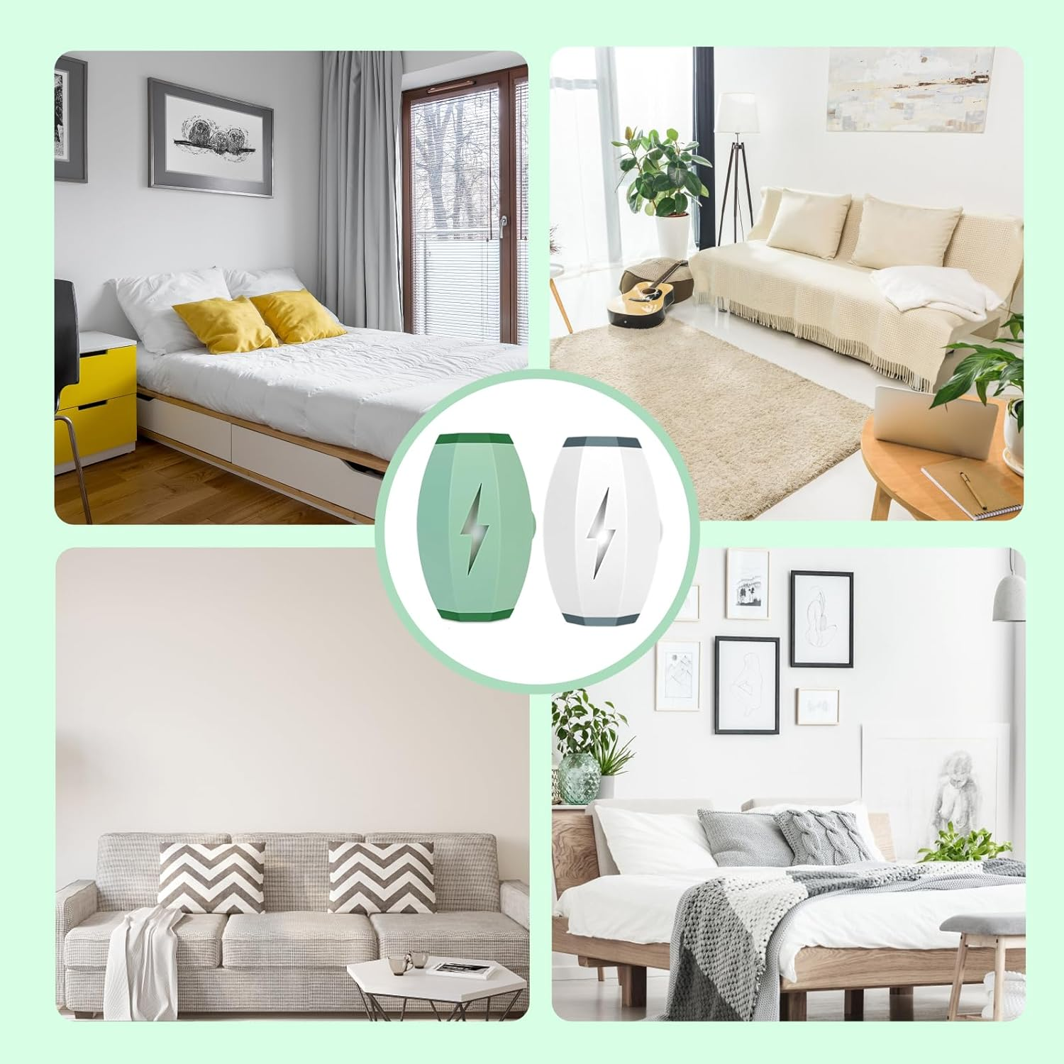 Pack of 2 Lint Rollers, Reusable, Pet Hair Remover, Clothing, Strong Adhesion, High Cleaning Efficiency, Rinse Clean, Apply Several Times (White and Green) image number 1