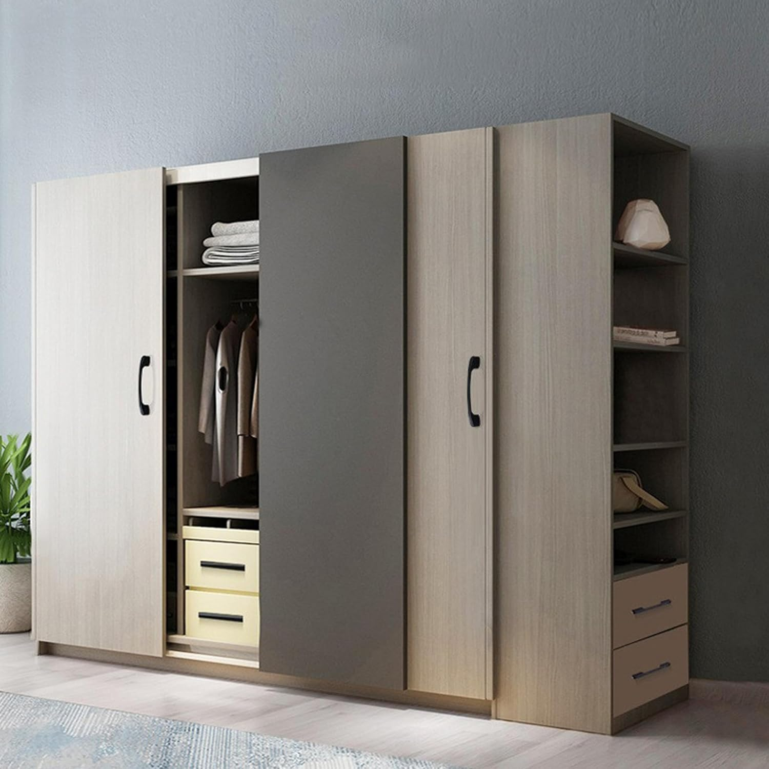 Set of 10 Matt Black Cabinet Door Handles and Pulls,Hardware Furniture Drawer Handles,Zinc Alloy Kitchen Cabinet Wardrobe Door Handles Pull,135Mm Long,Handles Hole Center 96Mm with Screw image number 2