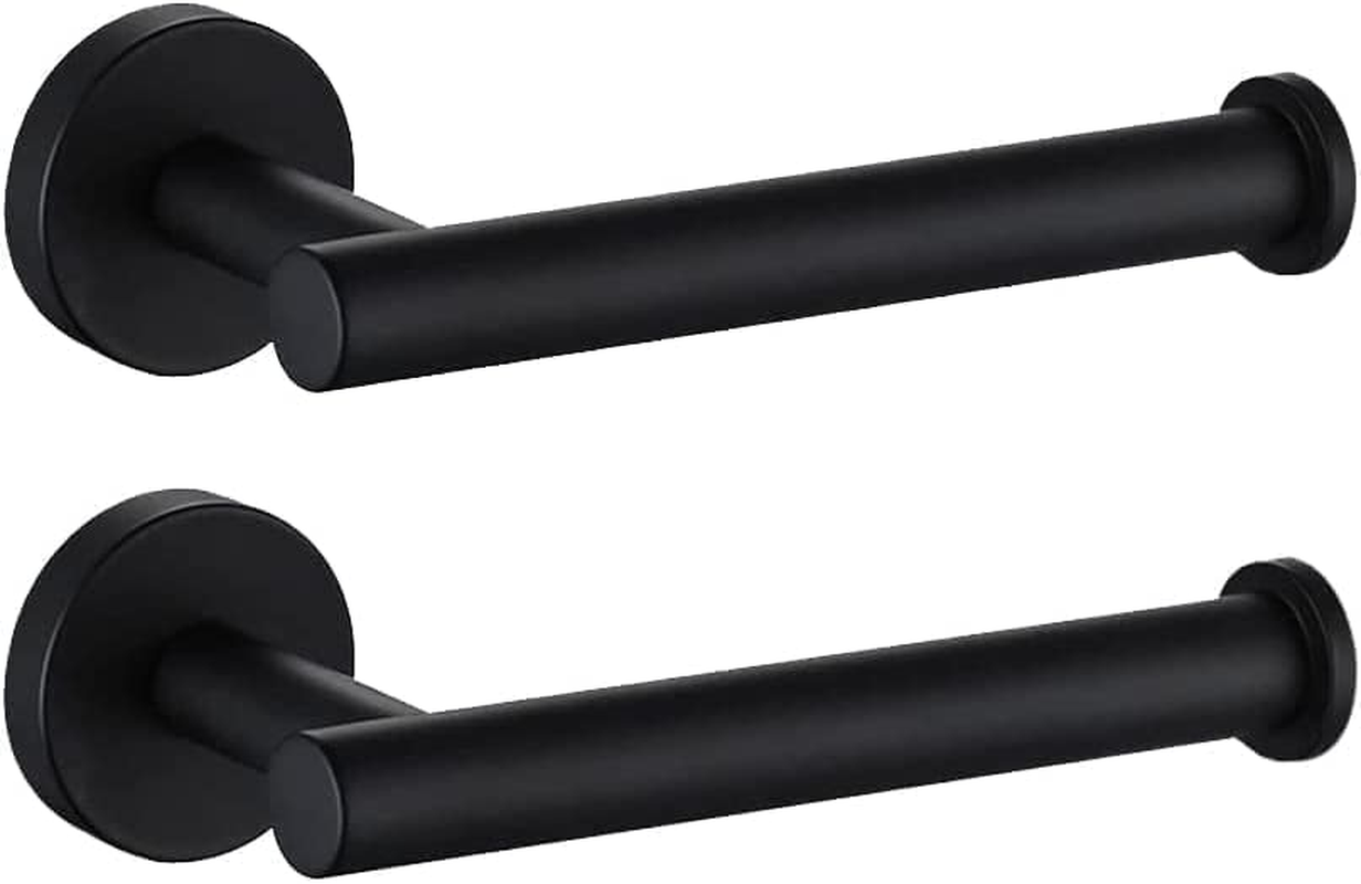 Wall Mounted Toilet Paper Holder - 5.2 Inch 304 Stainless Steel Bathroom Tissue Roll Dispenser, Black - Pack of 2