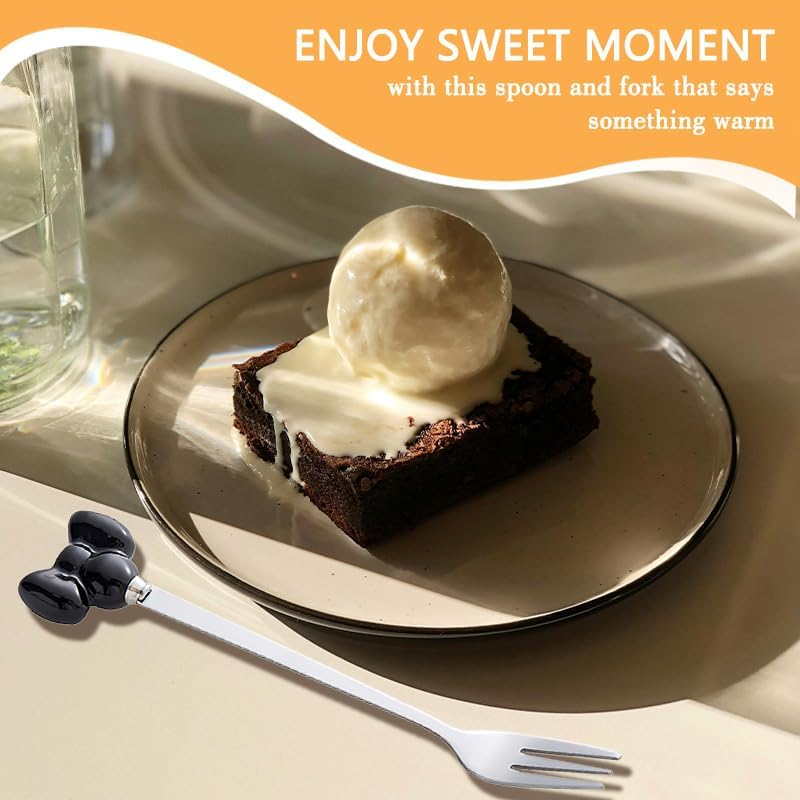 Fork Spoon Set Bowknot Handle Cutlery Flatware Set for the Home Coffee Tea Spoons Dessert Cake Forks for Wedding Tea Party Birthday Gifts for Family Best Friends Fork and Spoon image number 2