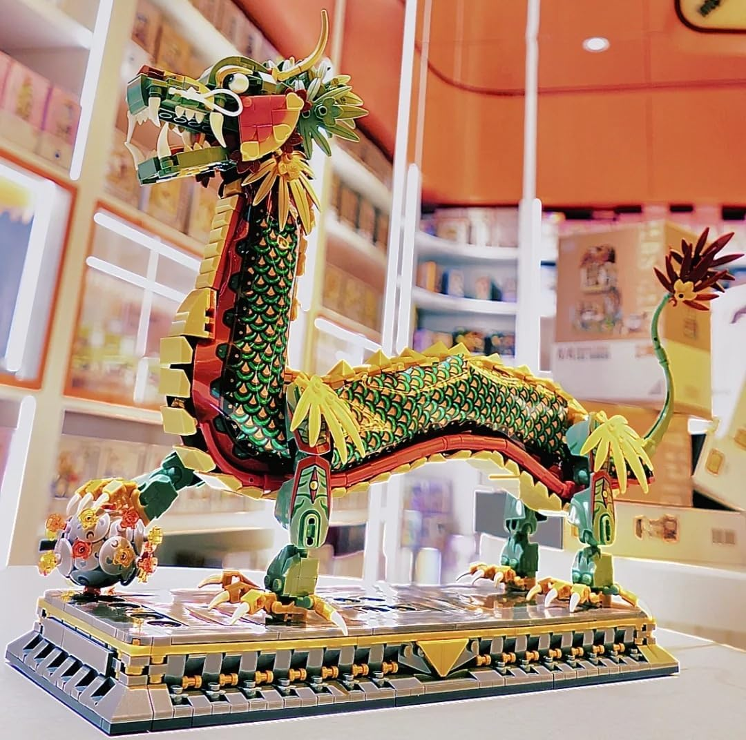 Toymart Lucky Dragon Building Blocks Set Toys (1416PCS) &ndash; Chinese Mythology Mini Bricks Model with Display Base | Cultural Collectible DIY Gift image number 4