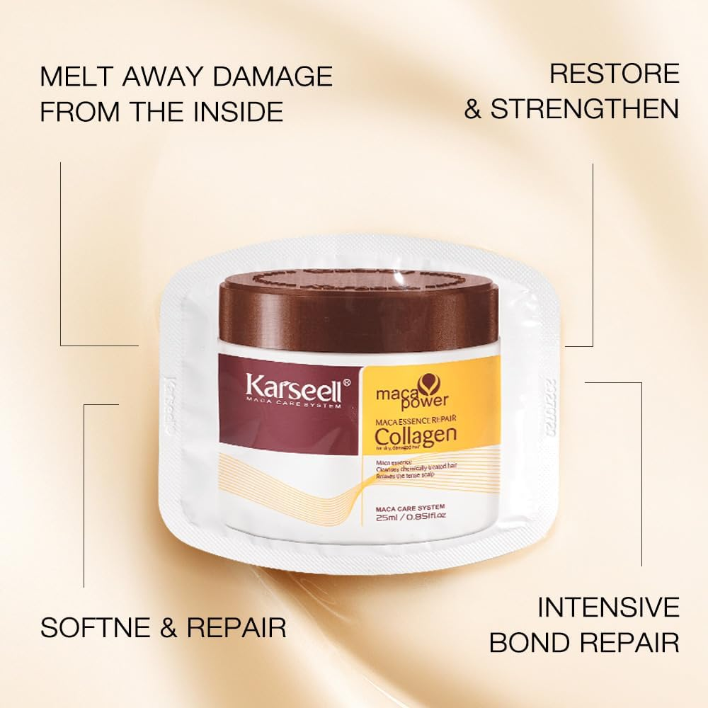 Karseell Hair Mask Treatment Collagen with Argan Oil Deep Repair Conditioner, 25Ml/ 0.34Oz 24 Pack