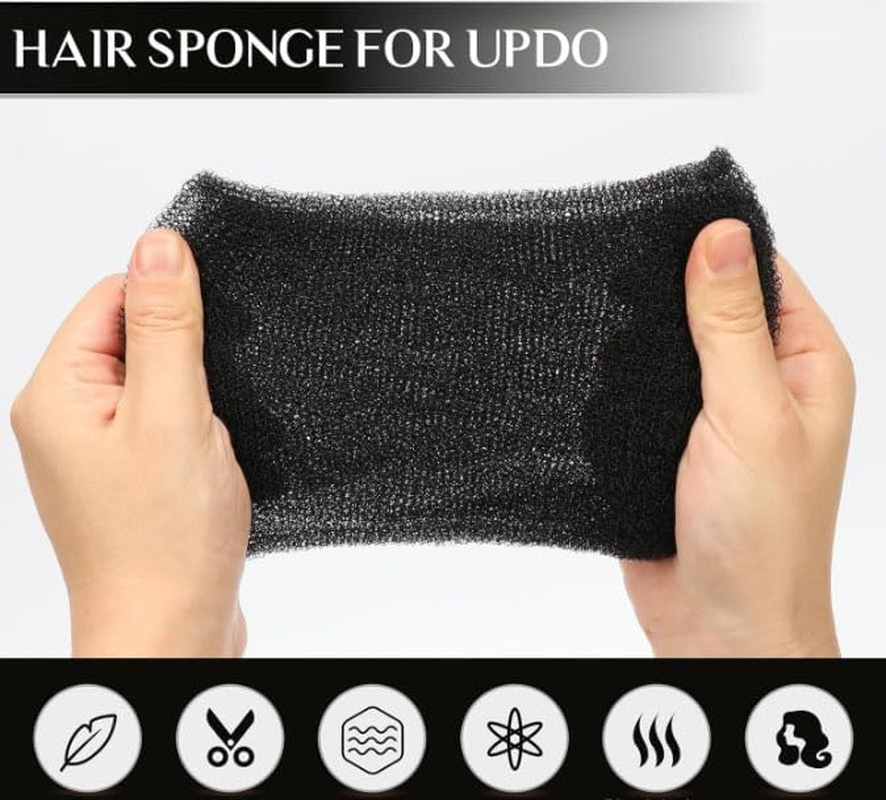 Hair Sponge for Updo - Hair Filler & Bun Maker for Women, Volumizing Donut Padding Tool, Instant Buns Styling Accessory (Light Coffee) - Beige image number 3