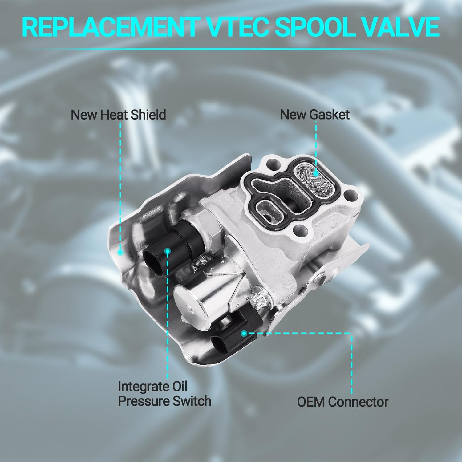 15810-RAA-A03 VTEC Solenoid Spool Valve with Oil Pressure Switch & Gasket - Fit for 2002-2011 Honda Acura - 2.4L Accord, CR-V, Element, 2.0L Civic,Rsx - Replace 15810-PNE-G01, 15810-PPA-A01, 917-224 image number 2