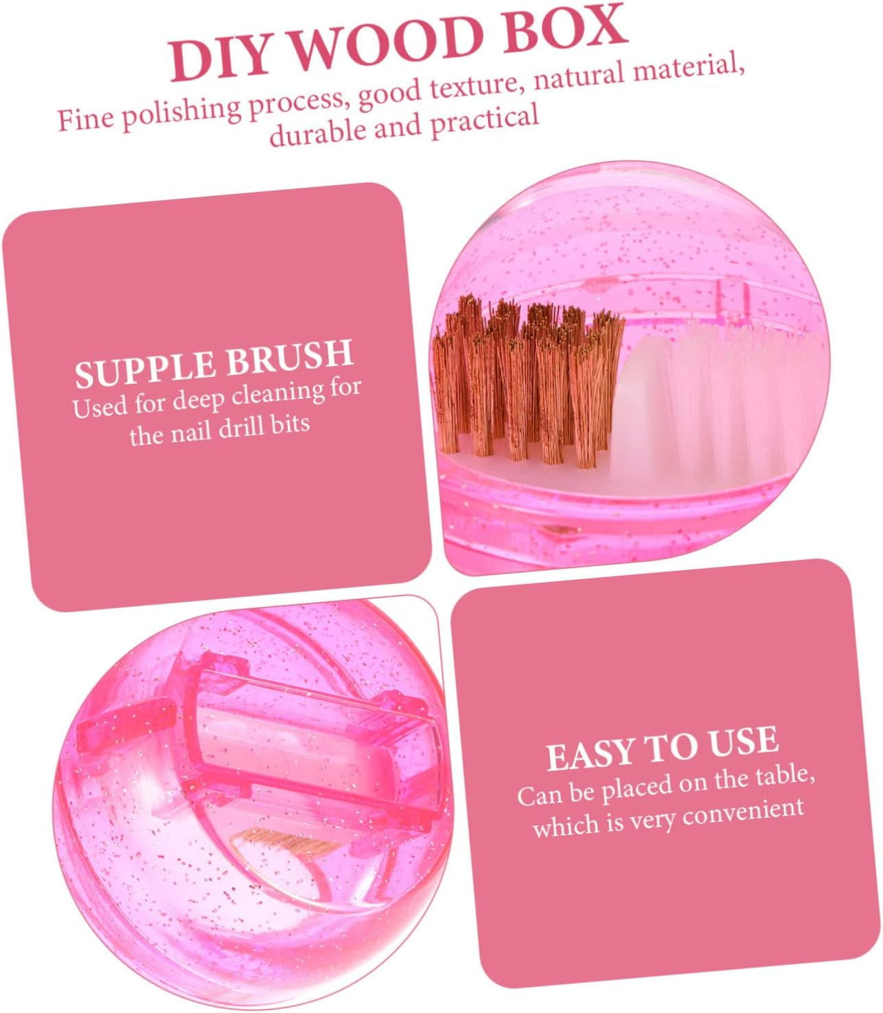 Baluue Nail Drill Cleaning Brush Set 3-Piece Nail Art Brush Kit for Manicure Soft Hard Bristles for Home Salon image number 5