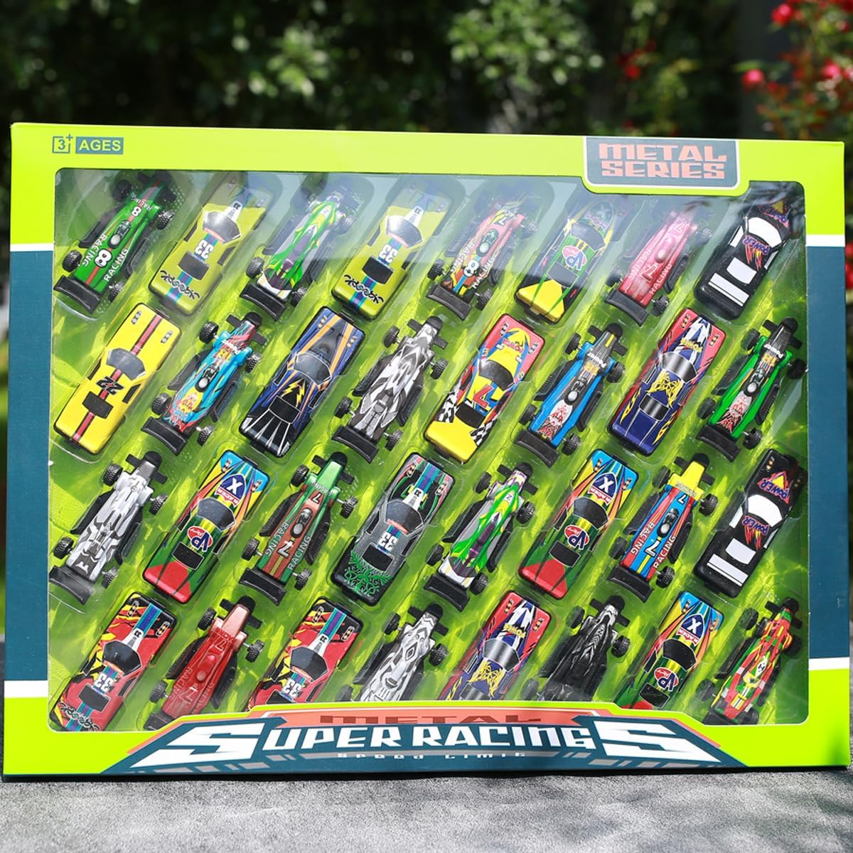 32 Pc Diecast Cars - Race Cars Toys for Kids - Toy Cars - Car Toys Bulk - Kids Car Toy - Bulk Toy Car - Race Car - Great for Party Favors, Easter Eggs Filler, Cake Toppers, Stocking Stuffers image number 1