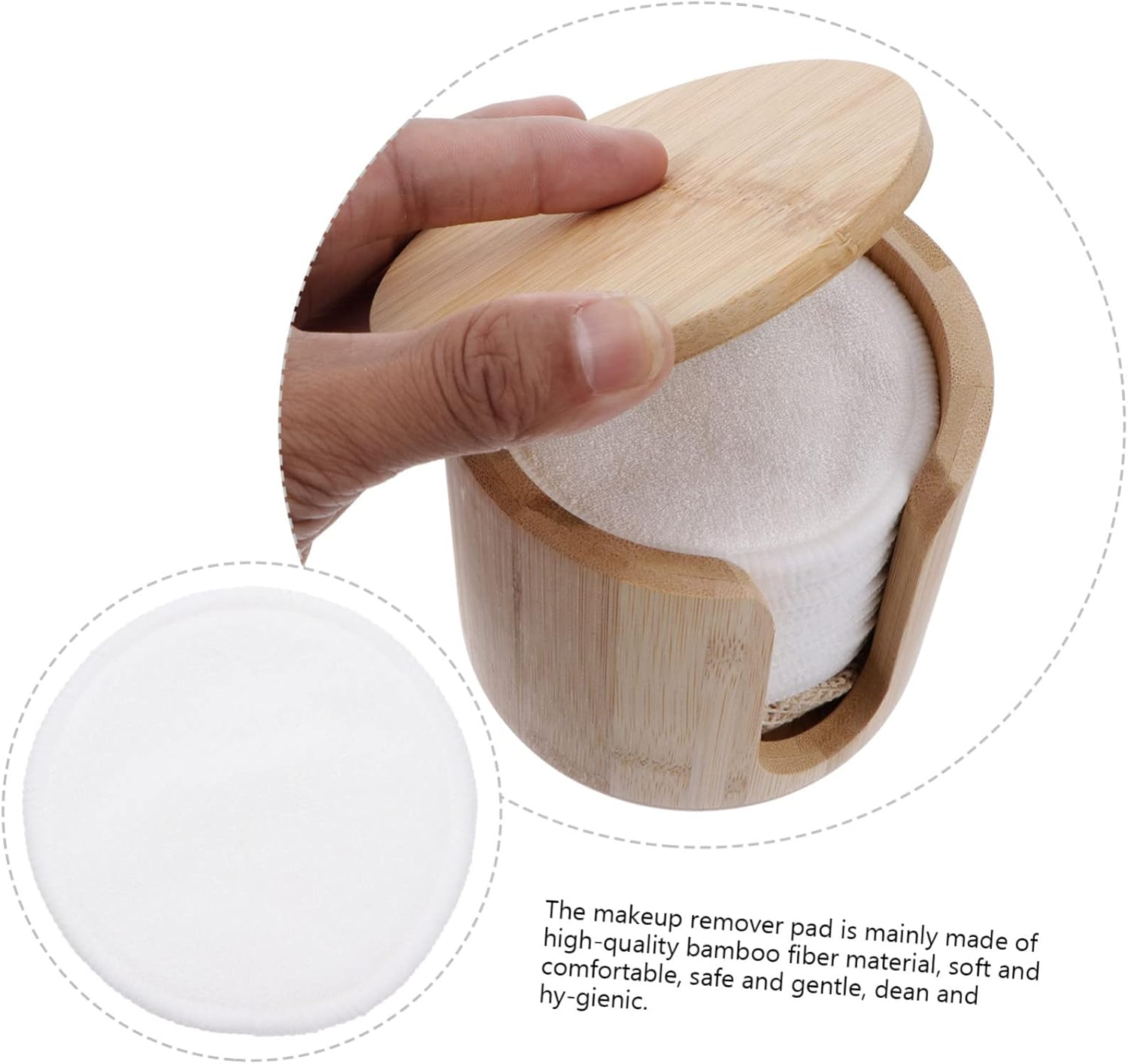 1 Set Reusable Bamboo Fiber Makeup Remover Pads Set Gentle Cleansing Rounds with Storage Jar for Safe and Comfortable Face Cleaning and Portable image number 3