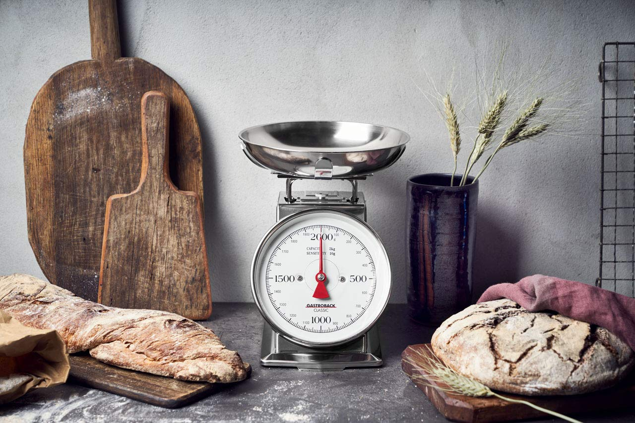 GASTROBACK 30102 Classic 2 Kg with Tare Function Kitchen Scale Analogue with Weighing Tray Polished, Silver Stainless Steel, 1-Pack image number 3