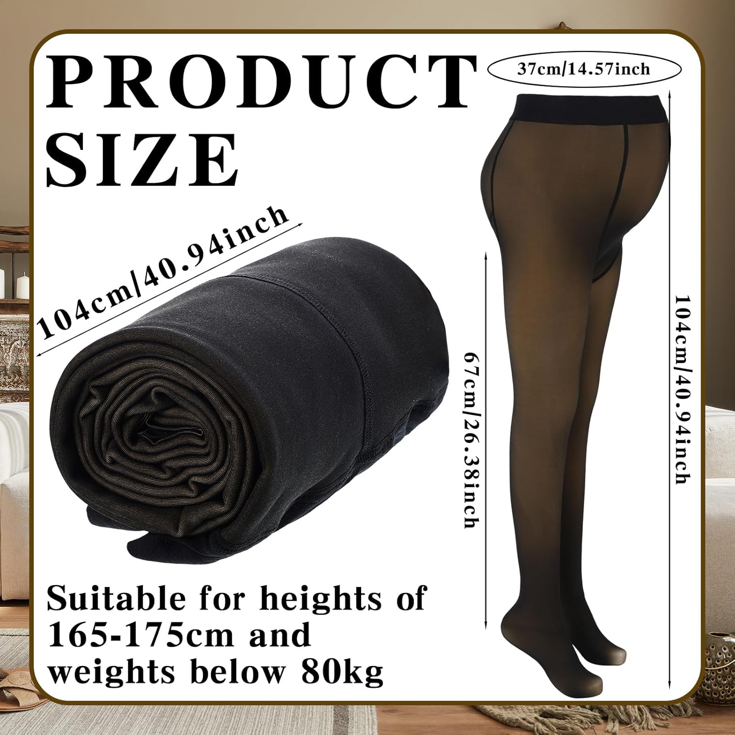 Bonuci Maternity Pantyhose Pregnancy Fleece Lined Tight Women Stretchy Opaque High Waist Legging image number 5