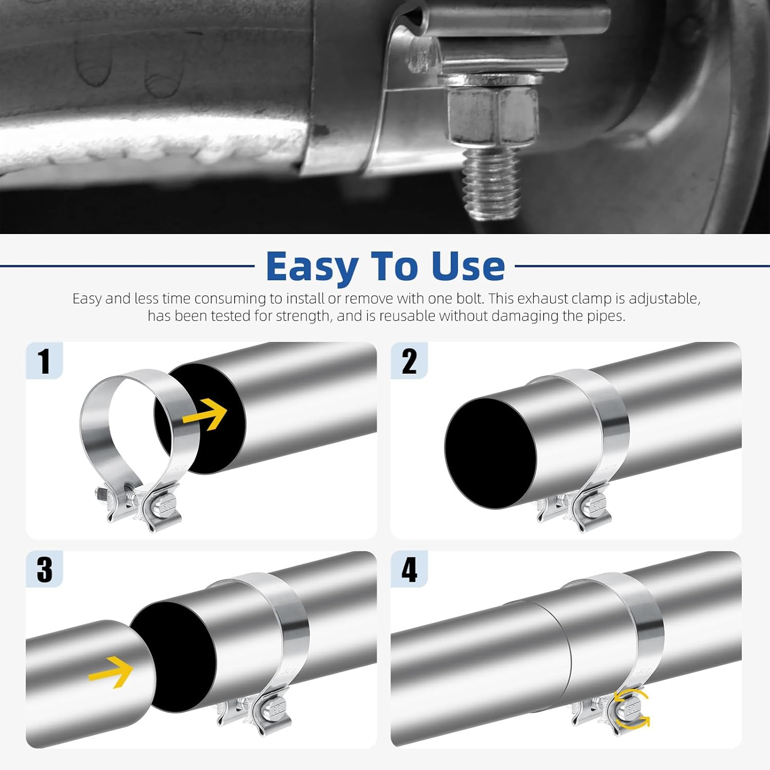 Glarks 1Pcs 76MM (3In) Exhaust Clamps 304 Stainless Steel Muffler Clamps Narrow Band for Exhaust Tail Pipe, Mufflers, Catalytic Converters