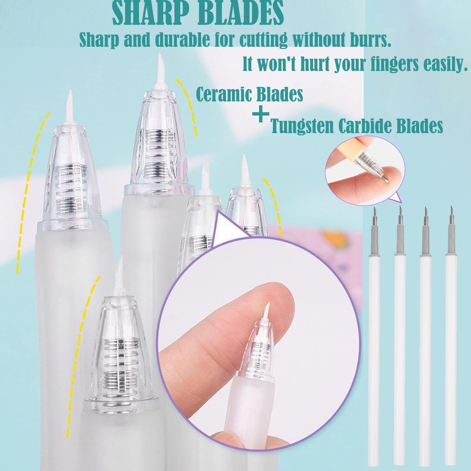 KEWAYO 5Pcs Craft Knife Pen Utility Knife Pen Retractable with 20 Pcs Replacement Blades Precision Paper Cutting Carving Tools for DIY Drawing Scrapbooking image number 5