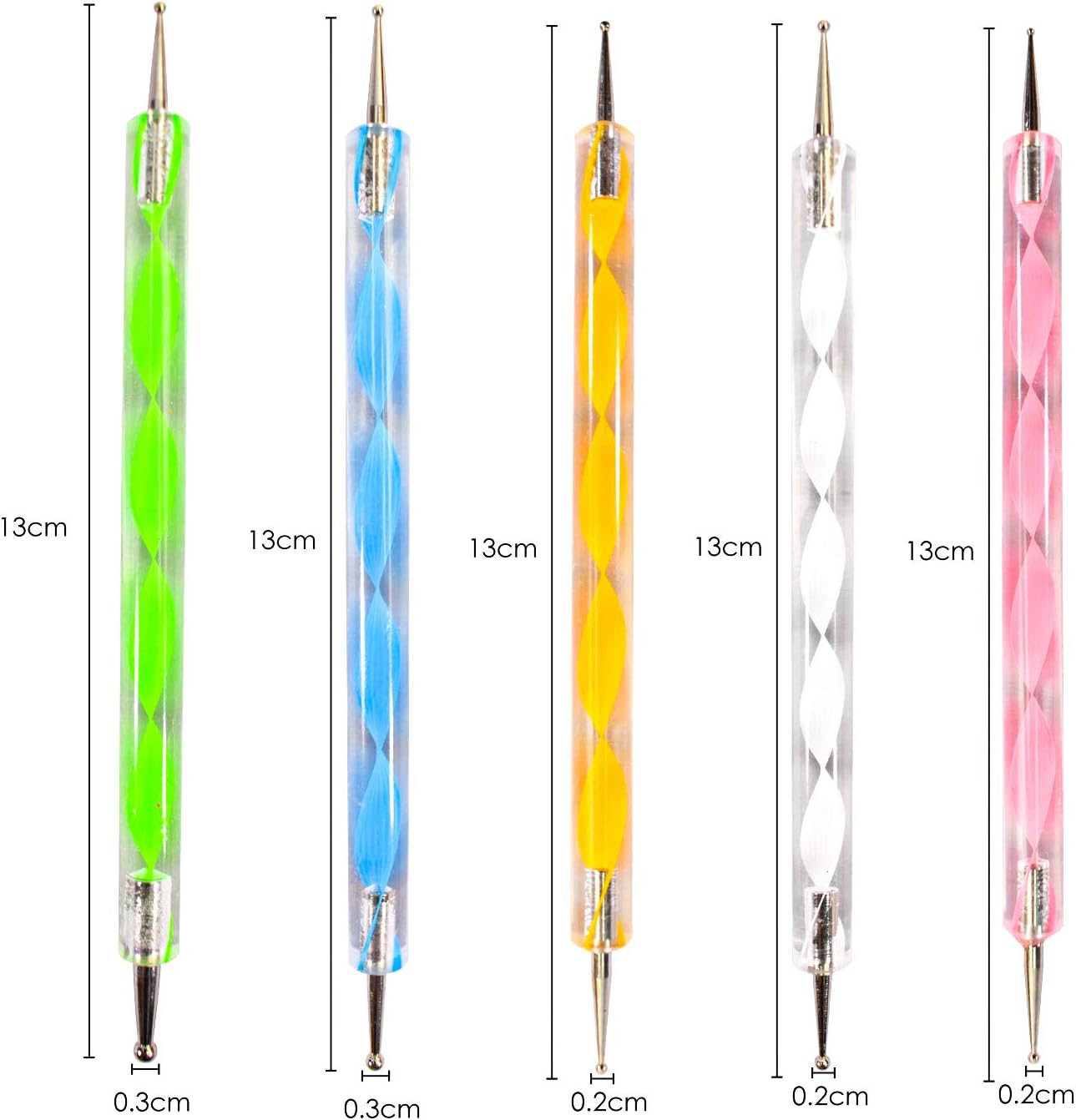 TRIXES 5 X 2 Way Dotting Pen Marbleizing Tool Nail Art Dot Paint Shop Accessory image number 4