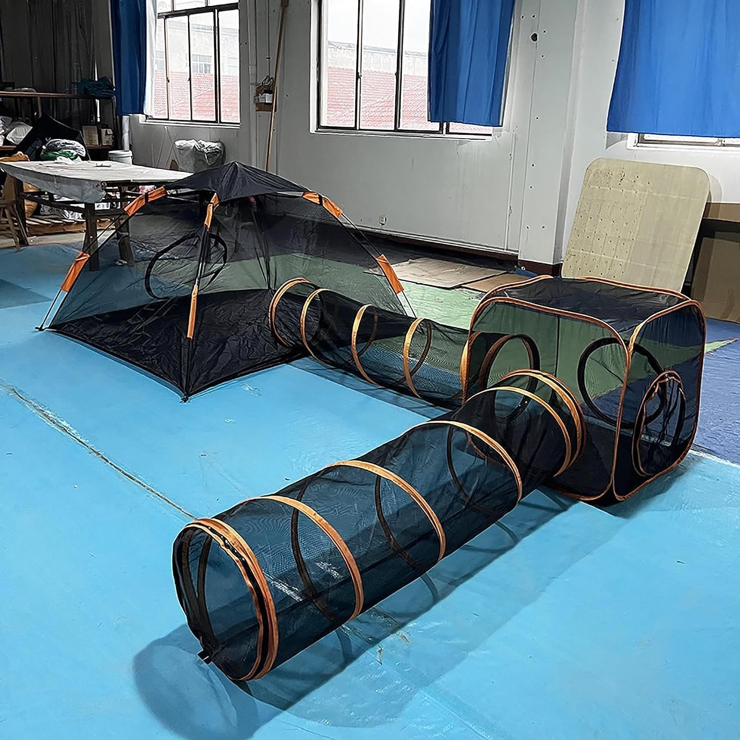 4-In-1 Cat Tunnel for Indoor Cats Outdoor Cat Enclosures Cat Toys Portable Pet Cat Tent Mesh Pet Tunnel Playpen for Small Animal image number 2