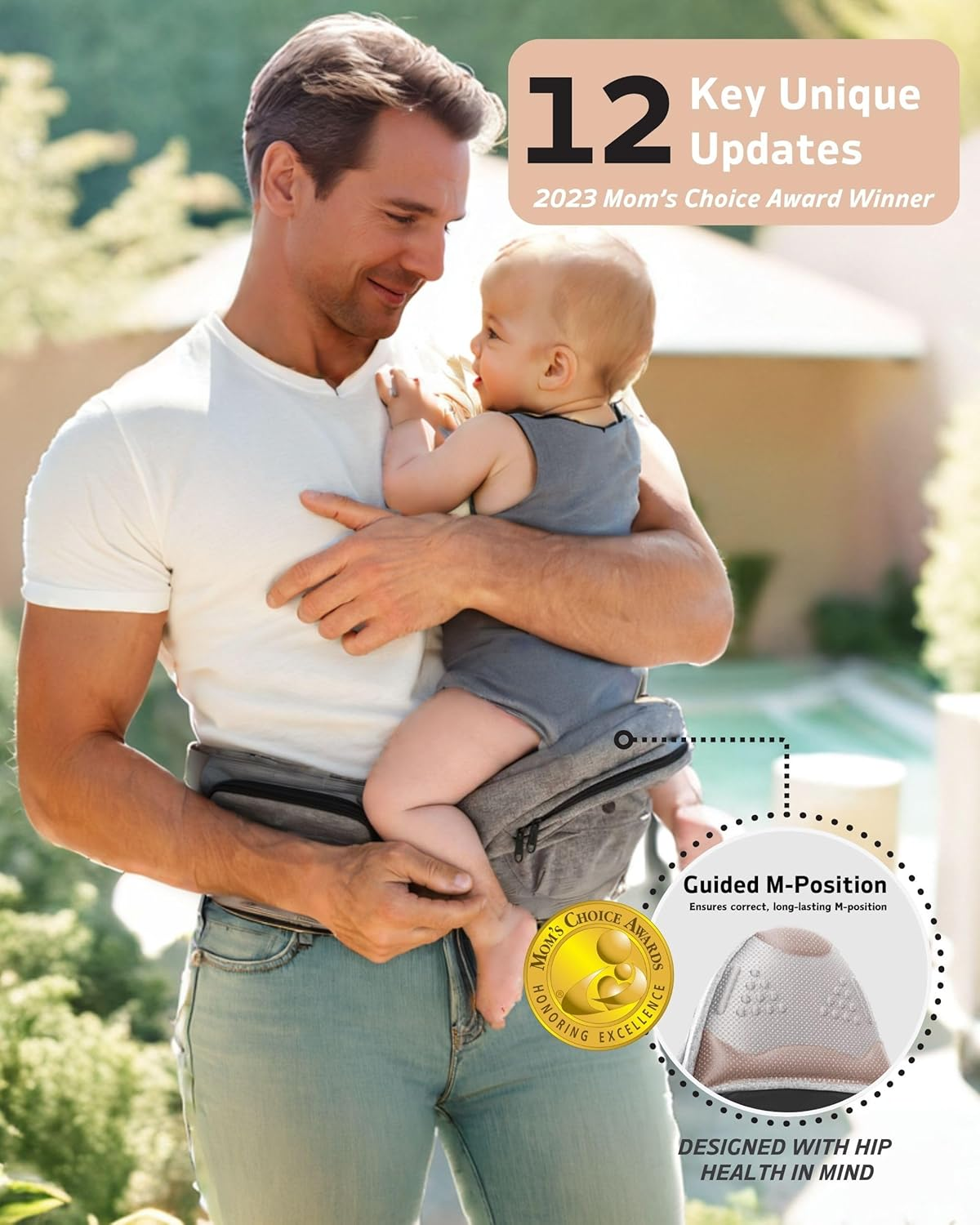 Pandanling Hip Seat Baby Carrier & Baby Hip Carrier - Mom'S Choice Award Winner,Ergonomic Design with Extender, for Newborns to Toddlers 8-44 Lbs (Grey) - Leopard image number 1