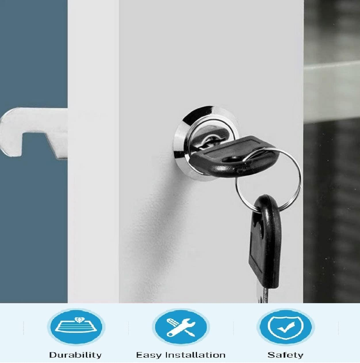 2 Packs Cabinet General Tubular Cam Lock Key Set, Keyed 5/8 Inch Hardware Locks with Keys, Removable 3/4 Inch Cylinder Mailbox Toolbox Replacement Tumbler Lock 16Mm Mail Box Locks image number 5