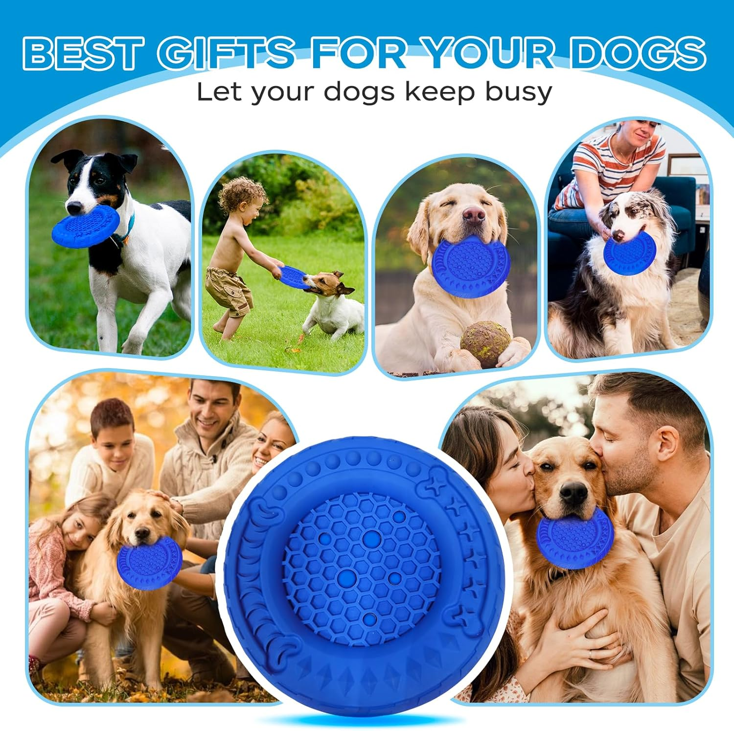 Indestructible Dog Toy, Unbreakable Chew Toy for Dogs, Bite Resistant Dog Toy for Aggressive Chewing, Multifunctional Natural Rubber Dog Toy for Medium Large Dogs (Blue) image number 3