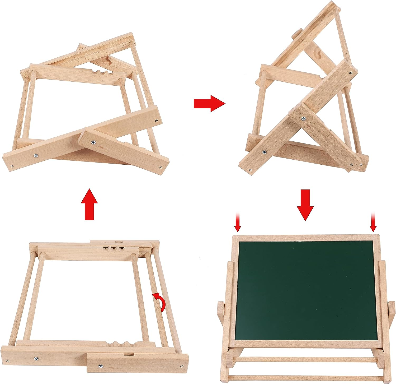 Wooden Easel for Children Foldable-Double Magnetic Boards Shapes Letters Numbers Paper Roll Kids Art-Table Top Magnetic Board Black White Drawing Board for Kids image number 3