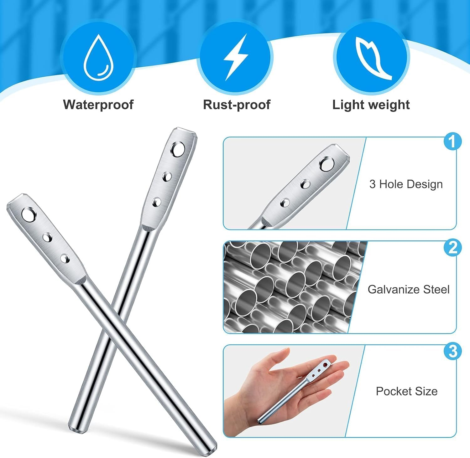 Liyquint 2 Pack Wire Twister Tool, 3 Hole Multi-Functional High-Tensile Wire Bender & Twisting Tool for Fixing Fence Wire and Wire Clip, Durable Fencing Tool (Silver)