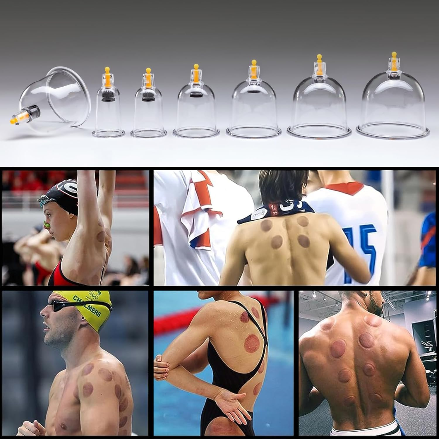 Cupping Set for Massage Therapy, 24 Cupping Therapy Cups Professional Cupping Kit for Muscle Pain Relief & Cellulite Reduction, Chinese Vacuum Cupping Set with Manual Pump for Home & Spa image number 2