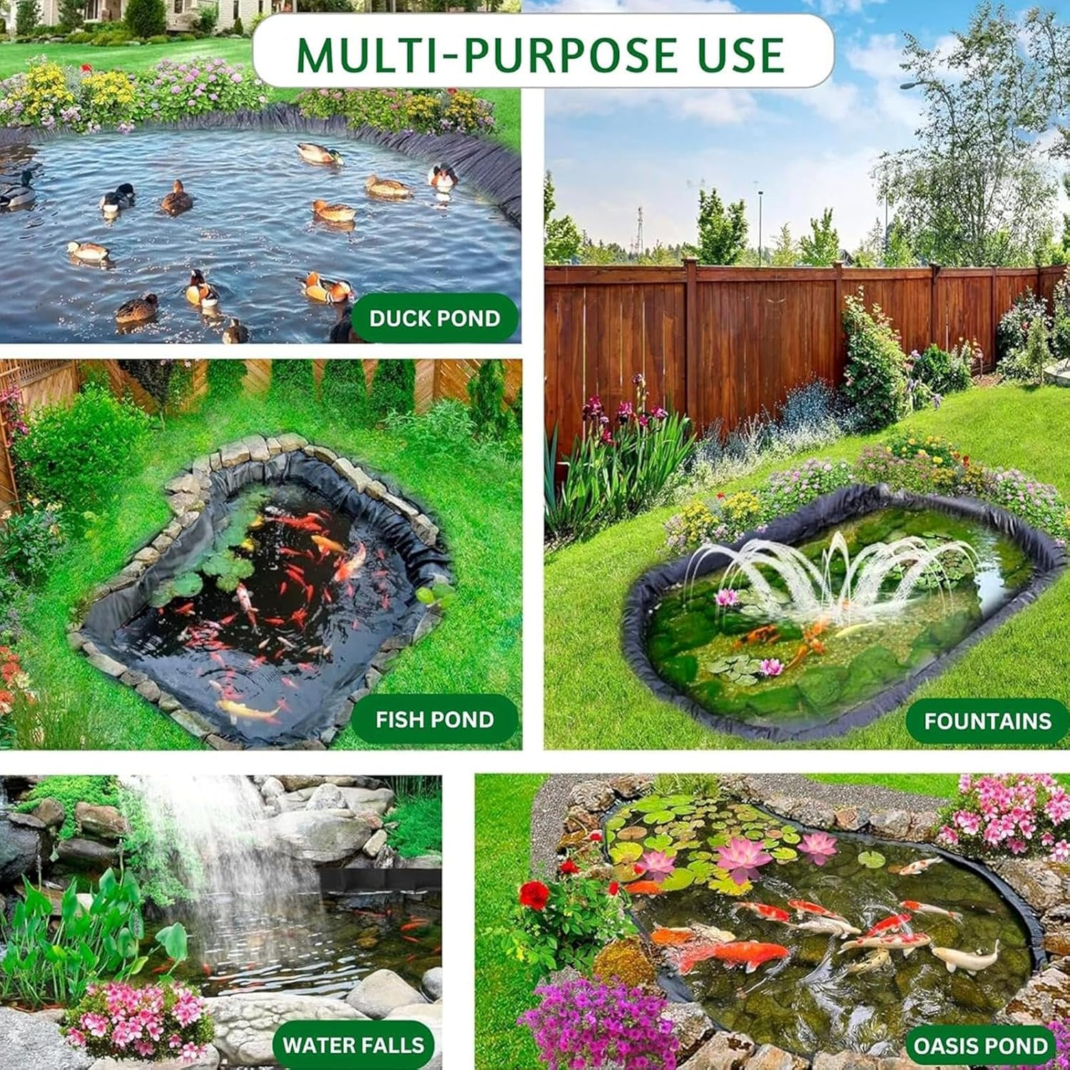 Fish Pond Hdpe Liner - Folding Hdpe Pond Skin Pond Kits for Outdoor Ponds | Soft Easy Cutting Underlayment Small Pond Liners for Waterfall Fountain Water Container image number 2