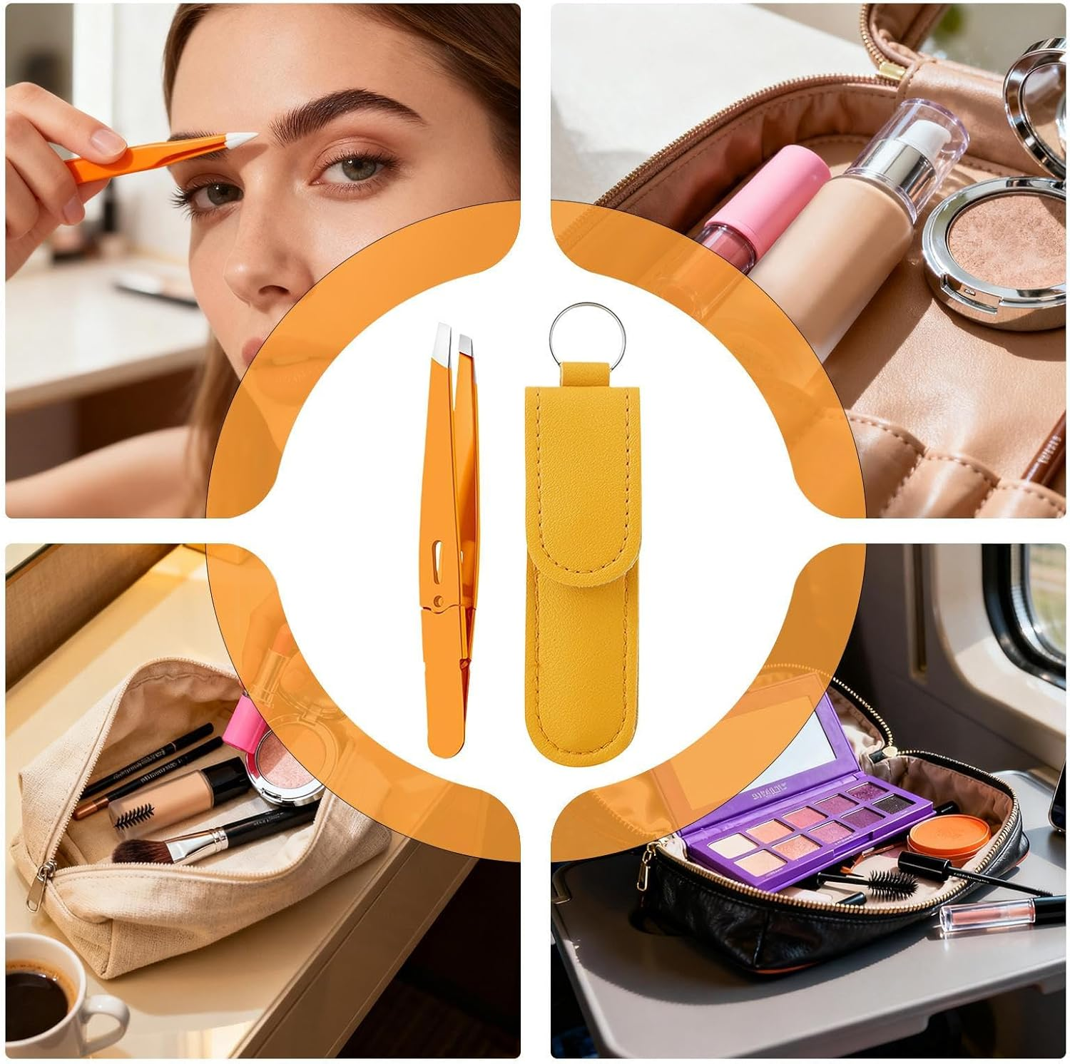 Tweezers for Women,Stainless Steel Eyebrow Tweezers | Brow Shaping Slanted Puller,For Beauty Plucking Grooming Brow Lash Face Purse Travel Women Men image number 3