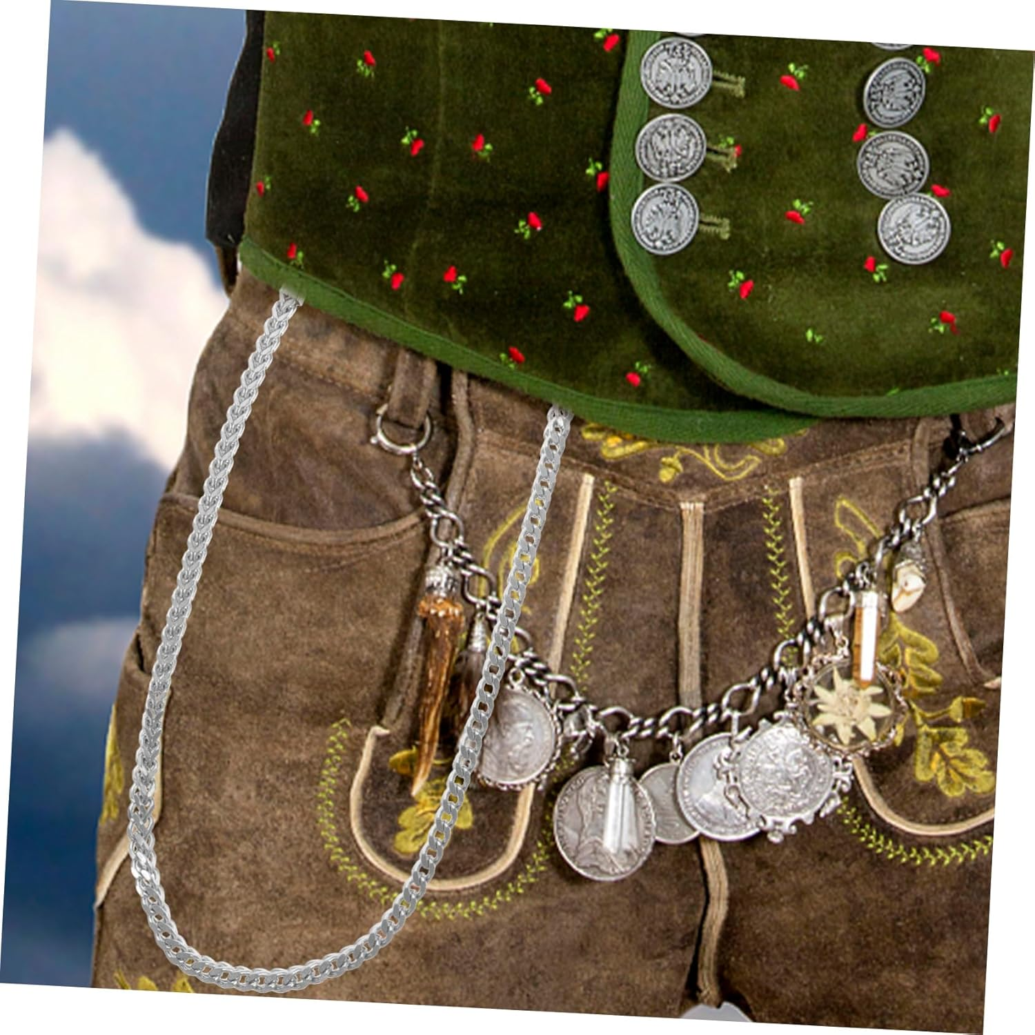 Tofficu Mens Pants Chain Sterling Silver Key Chain for Dance Boys Pocket Accessory image number 5