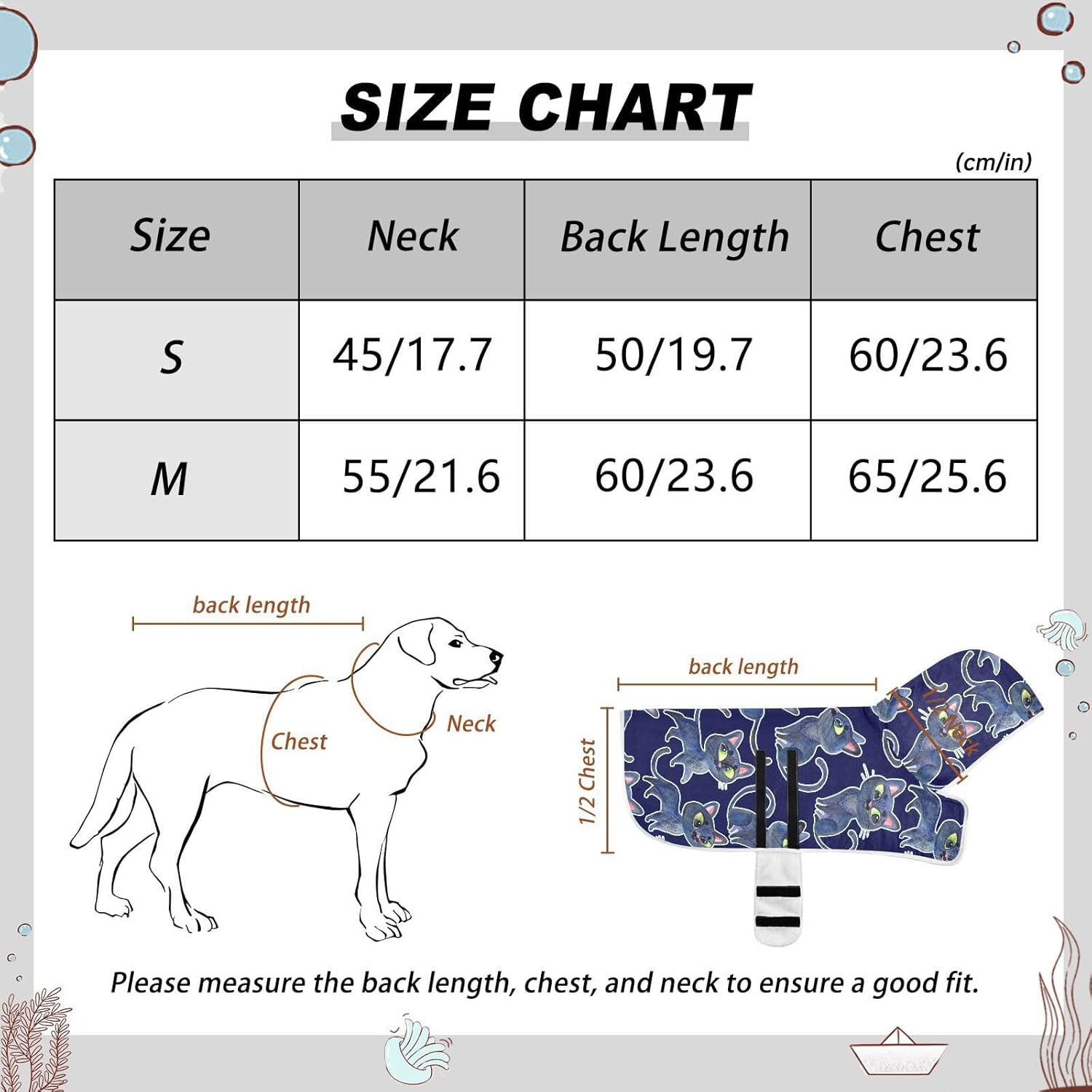 AIXIWAWA Cartoon Cute Cat Pet Bathrobe Towels with Adjustable Collar & Waist, Quick Absorbent Drying Coat for Cats and Dogs image number 4