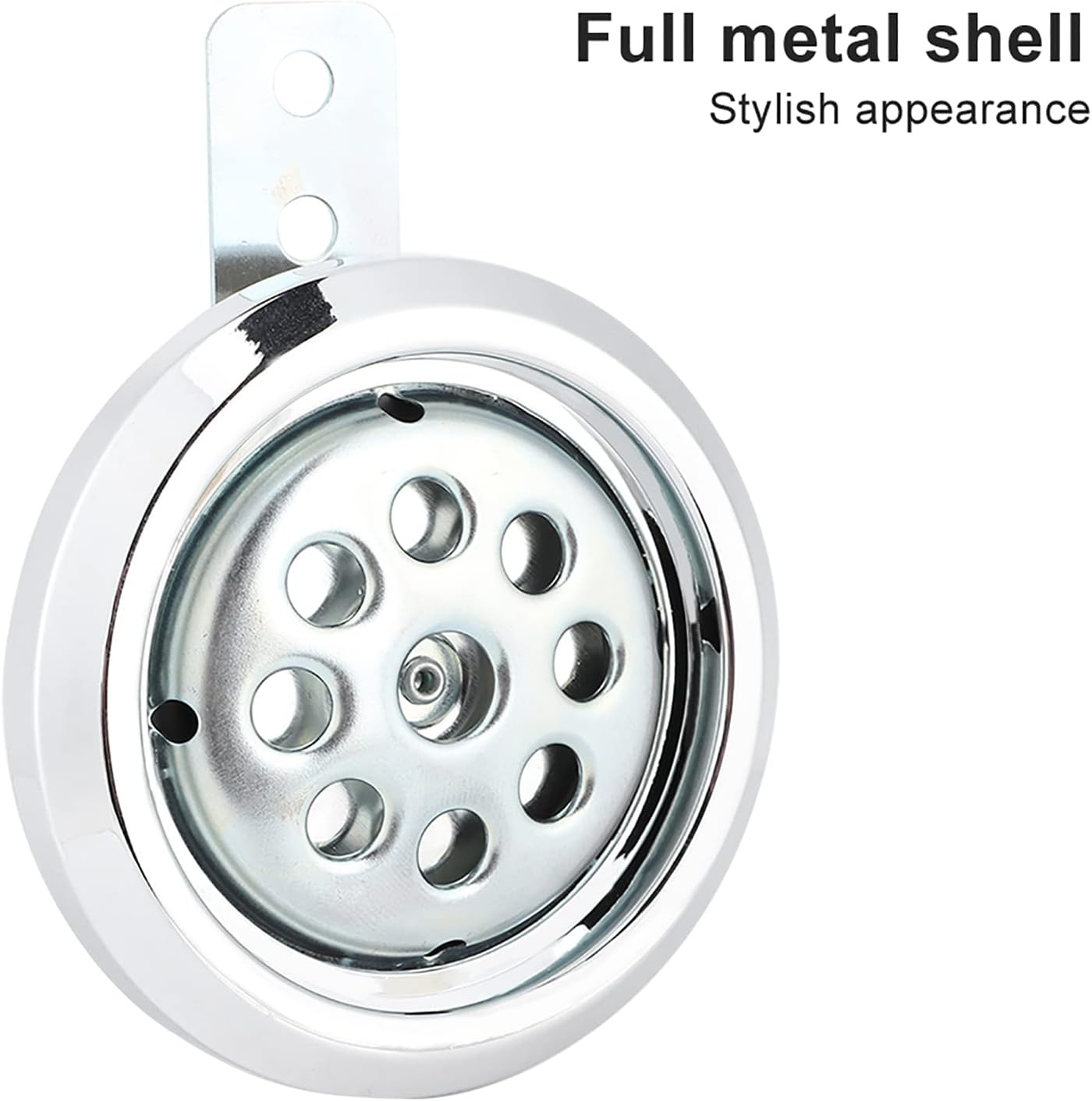 Universial Motorcycle Horn, Motorcycle Waterproof Horns Loud Kit Waterproof round Super Loud Horn Speakers 105Db Loud 12V 85Mm with Chrome Cover Accessories image number 1