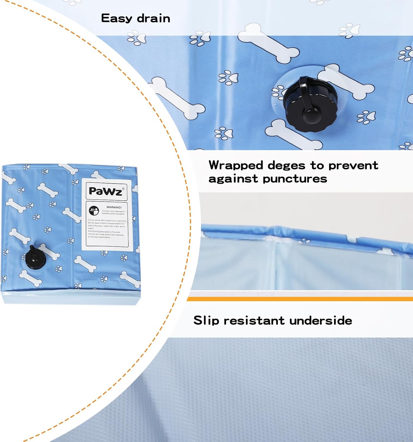 Portable Pet Swimming Pool Kids Dog Cat Washing Bathtub Outdoor Bathing Blue L image number 2