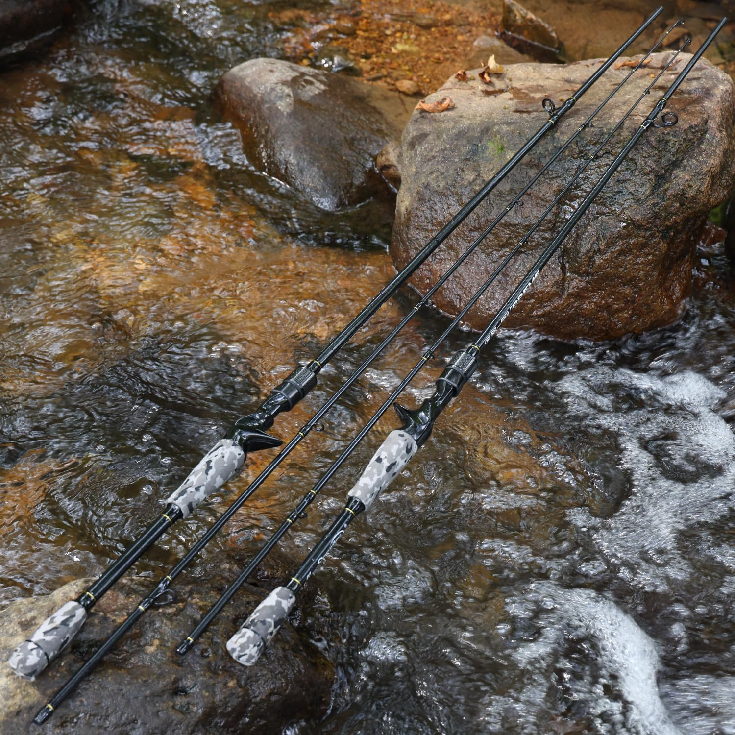 Sougayilang Fishing Rod - Medium 2Pc Graphite Composite Blank Spinning & Casting Rod, Camouflage EVA Grip, Smooth Transition Fishing Pole - Grey-Casting image number 6