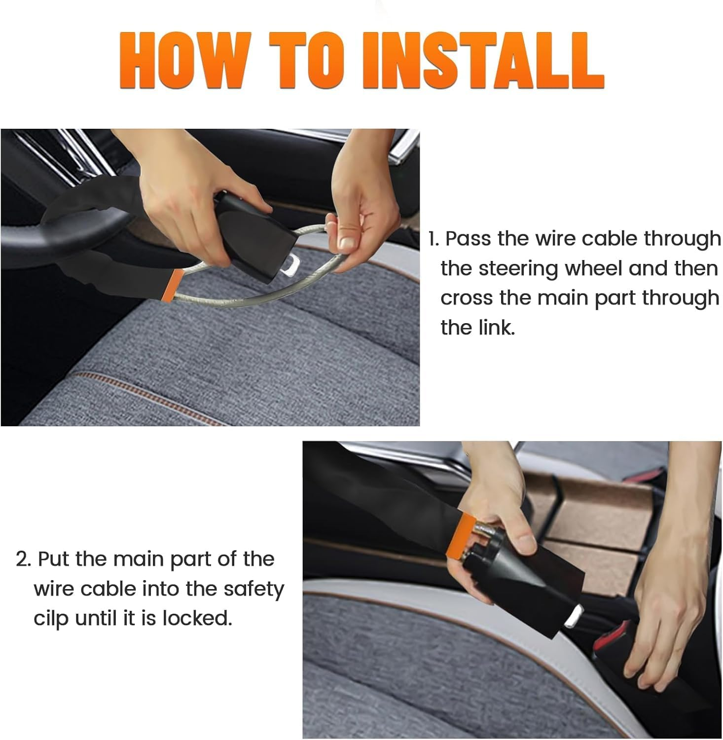 Car Security Lock - Dualguard Universal Steering Wheel & Seat Belt Lock for Double Protection, 17 Inch Compact Anti-Theft Device for Most Vehicles image number 3