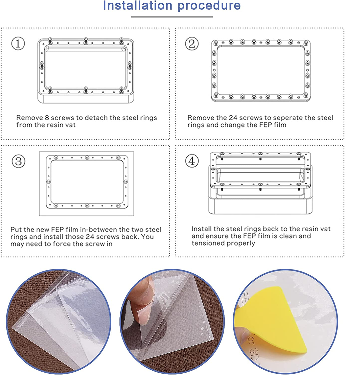 Emsea 5Pcs FEP Film Transparent with Yellow Scraper for 3D Printer Creality LD002R image number 3