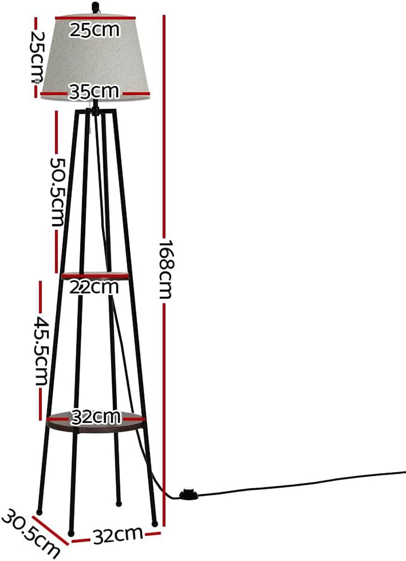 Artiss Floor Lamp, 2-Tier Tripod LED Light Lamps Corner Standing Lights Display Stand Home Decor for Reading Living Room Bedroom, Adjustable Height Bamboo Finished image number 1