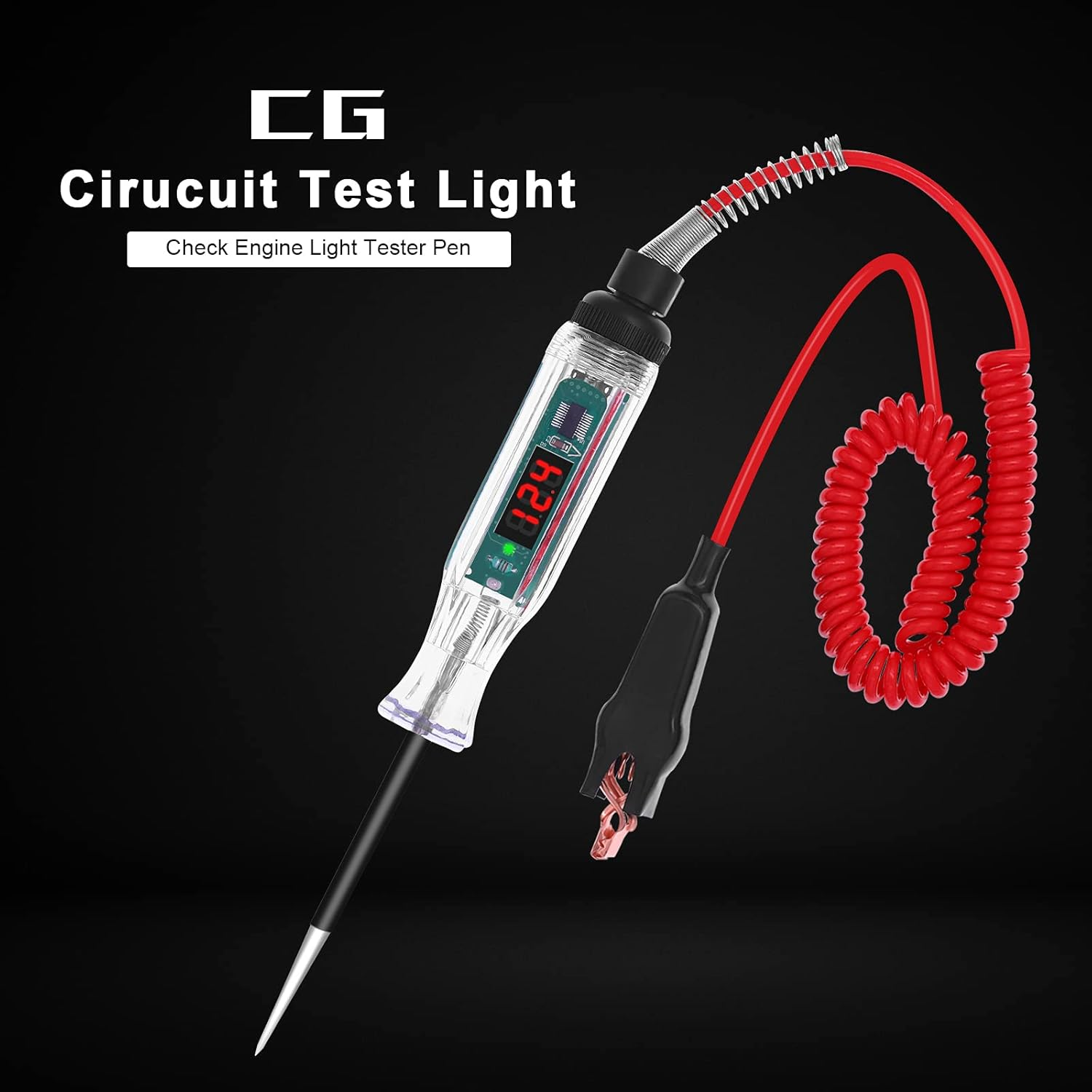 CGDI Upgraded Digital LED Automotive Circuit Tester, 3-32V Test Light with 96 Inch PU Extended Spring Wire, Vehicle Circuits Low Voltage Light Tester with Sharp Stainless Probe image number 4