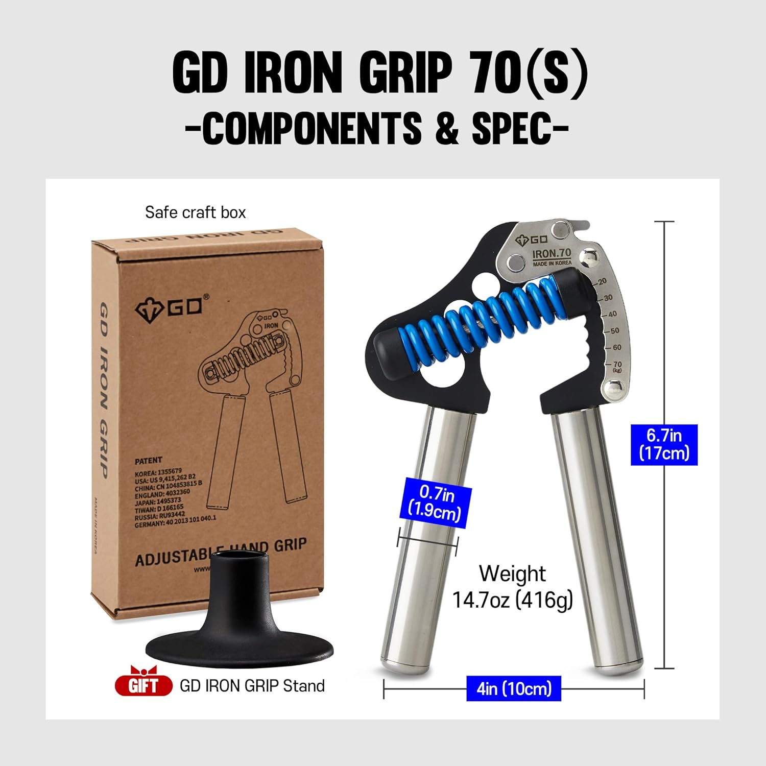 GD Iron Grip 70 Hand Grip Strengthener (Adjustable Hand Grip) Wrist and Forearm Strength Trainer Hand Strengthner image number 4