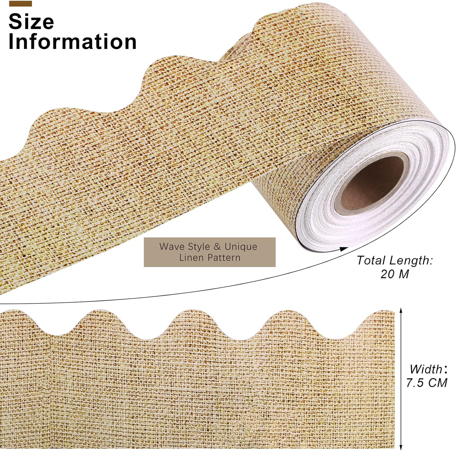 Durony 65.6 Feet Burlap Wood Bulletin Board Border Scalloped Border Trim Classroom Rustic Wood Decoration Borders for Home Classroom Office Decorations image number 5