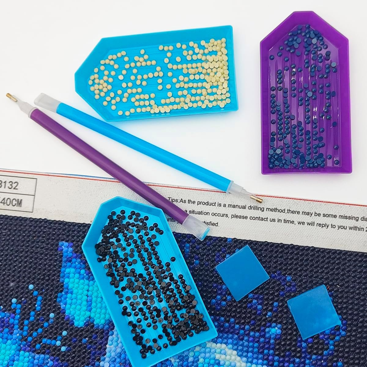 42 Pcs Diamond Art Accessories with Storage Box, Finegood Diamond Art Painting Tool Kits, 6 Diamond Art Pens, 12 Diamond Art Tray, 24 Glue Clay image number 5