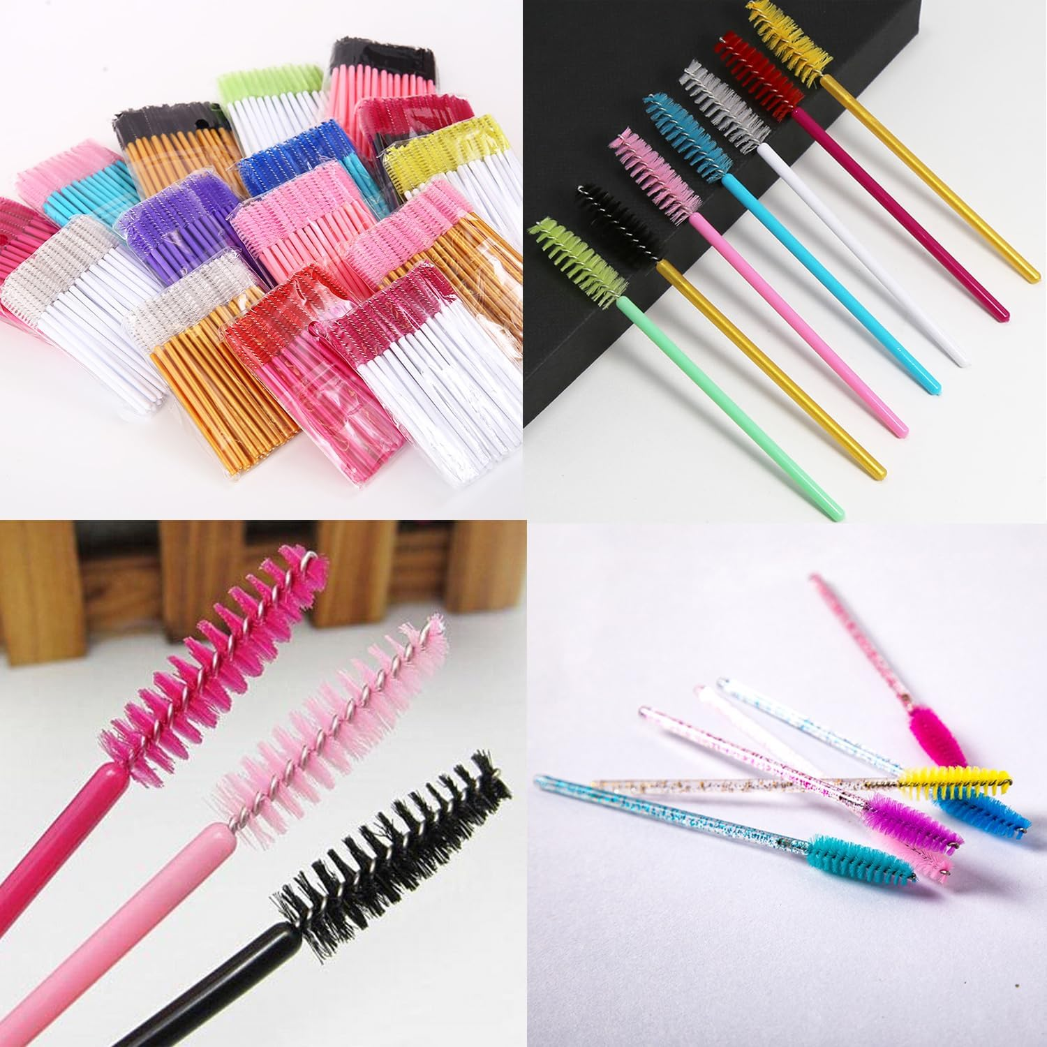 Mascara Wands Eyelash Brushes, 500 Pcs Multicolor Disposable Mascara Wands Eyelash Brush, Disposable Eyelash Mascara Brushes Wands, Eyebrow Brush Applicator Makeup Brush Tool (Crystal) image number 3