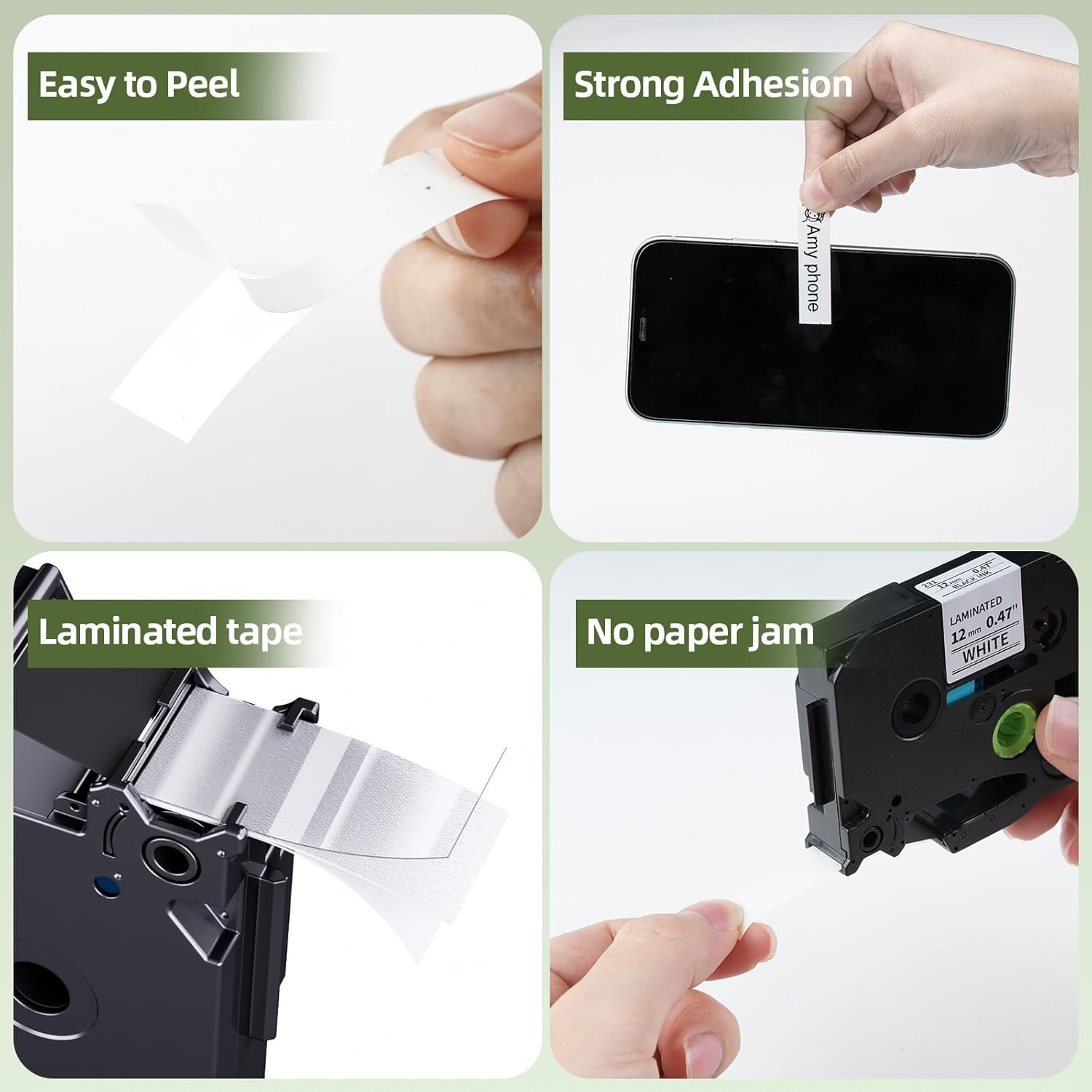 Label KINGDOM 3-Pack Replace P Touch Label Tape Compatible Brother P-Touch Standard Laminated, Black on White, 0.47 Inch (12Mm) X 26.2 Feet (8M), TZ231 Tze231 image number 1