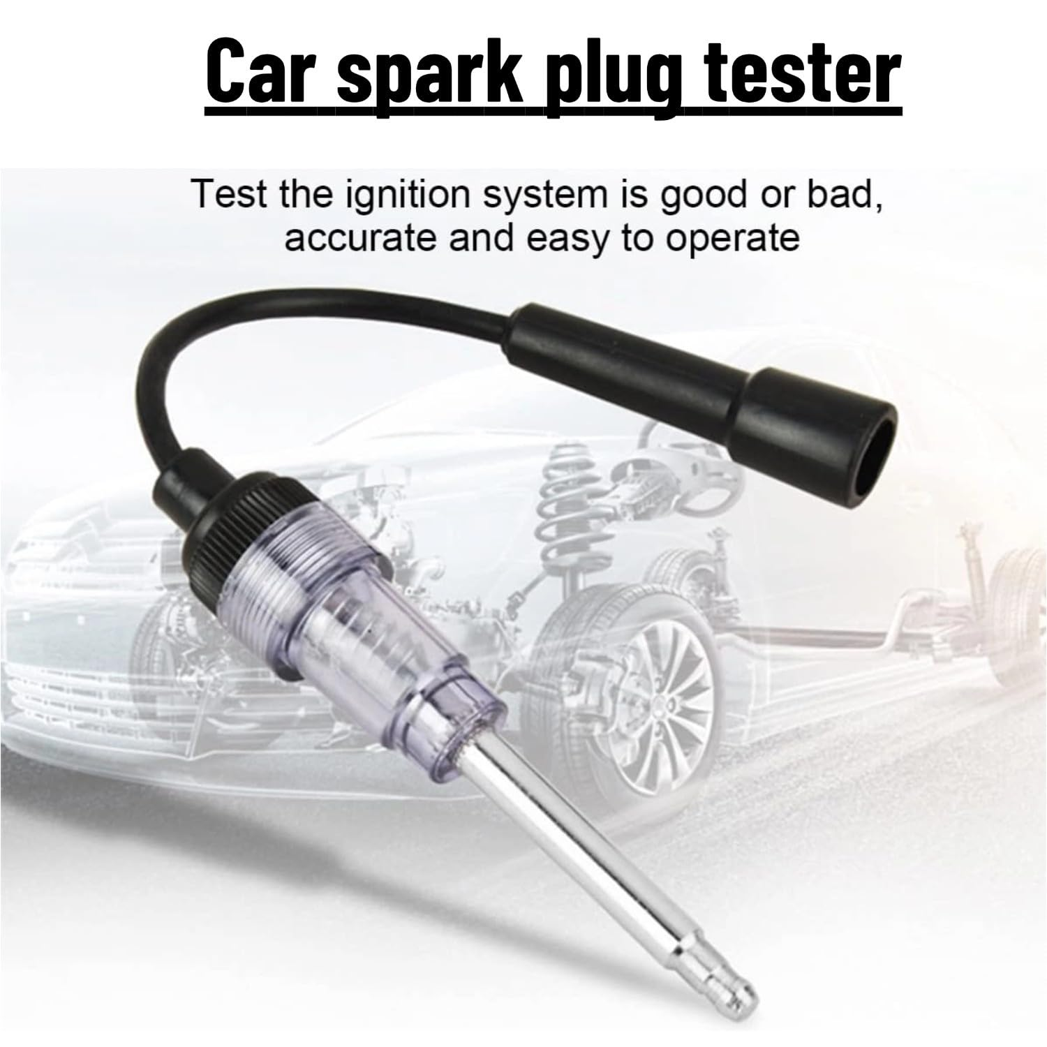 2PCS Inline Spark Plug Tester, Straight Boot Engine Ignition Tester Light, Small Armature Diagnostic Detector Tool for Automotive, Car, Lawnmower, Motorcycles, Internal External Engine image number 1