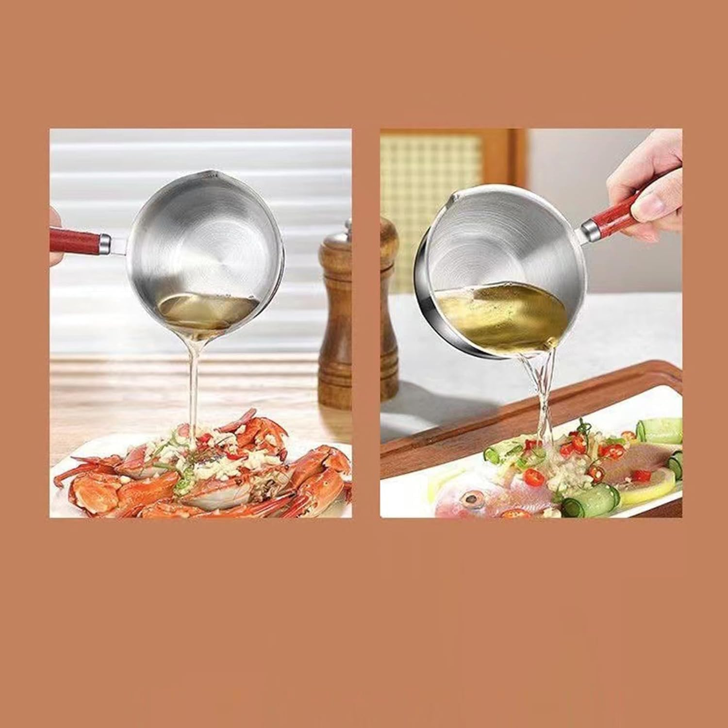 Mini Butter Warmer Pot 304 Stainless Steel 300Ml Small Saucepan for Kitchen (Silvery, 300ML) image number 5