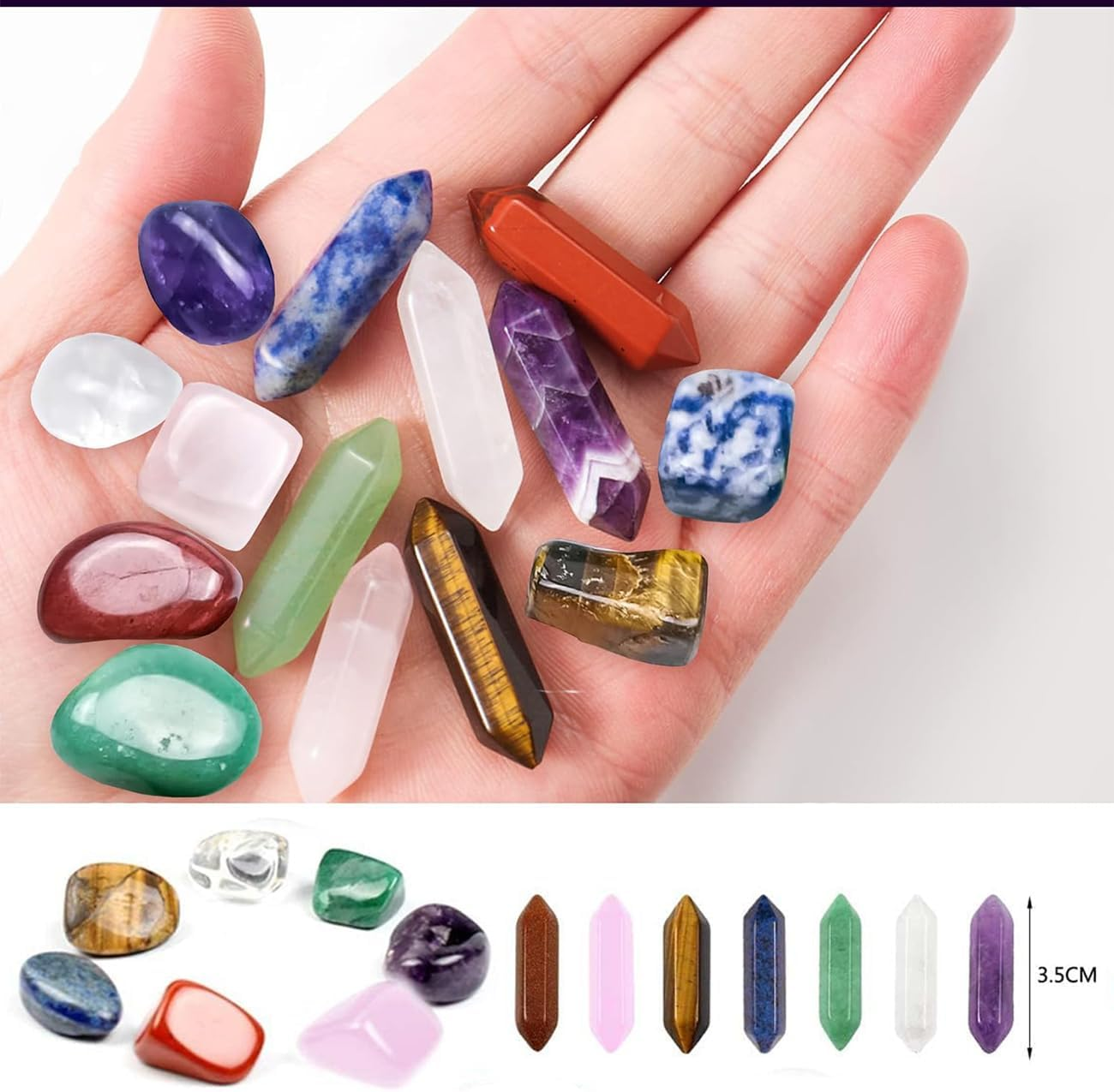 OSYLICT Healing Crystals Chakra Stones Sets,Natural Reiki Healing Crystal Points Gemstone Wand Set for Meditation Crystal Therapy Anxiety Relief Balancing Yoga Crystals and Gemstones for Beginner image number 2