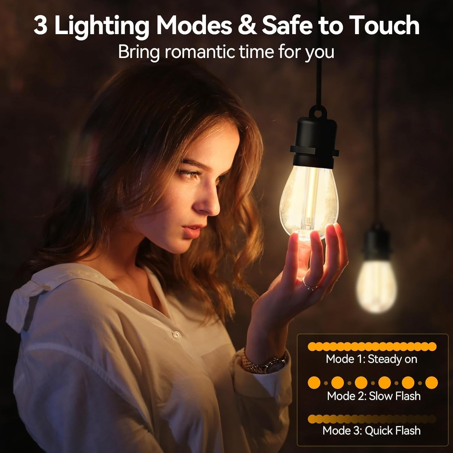 Roshin Solar Lights Outdoor 15M 25 Bulbs(49Ft) - Bright Solar Festoon String Lights Outdoor with IP65 Waterproof Shatterproof for Backyard, Garden, Yard, Camping, Party, Christmas (S14) image number 2