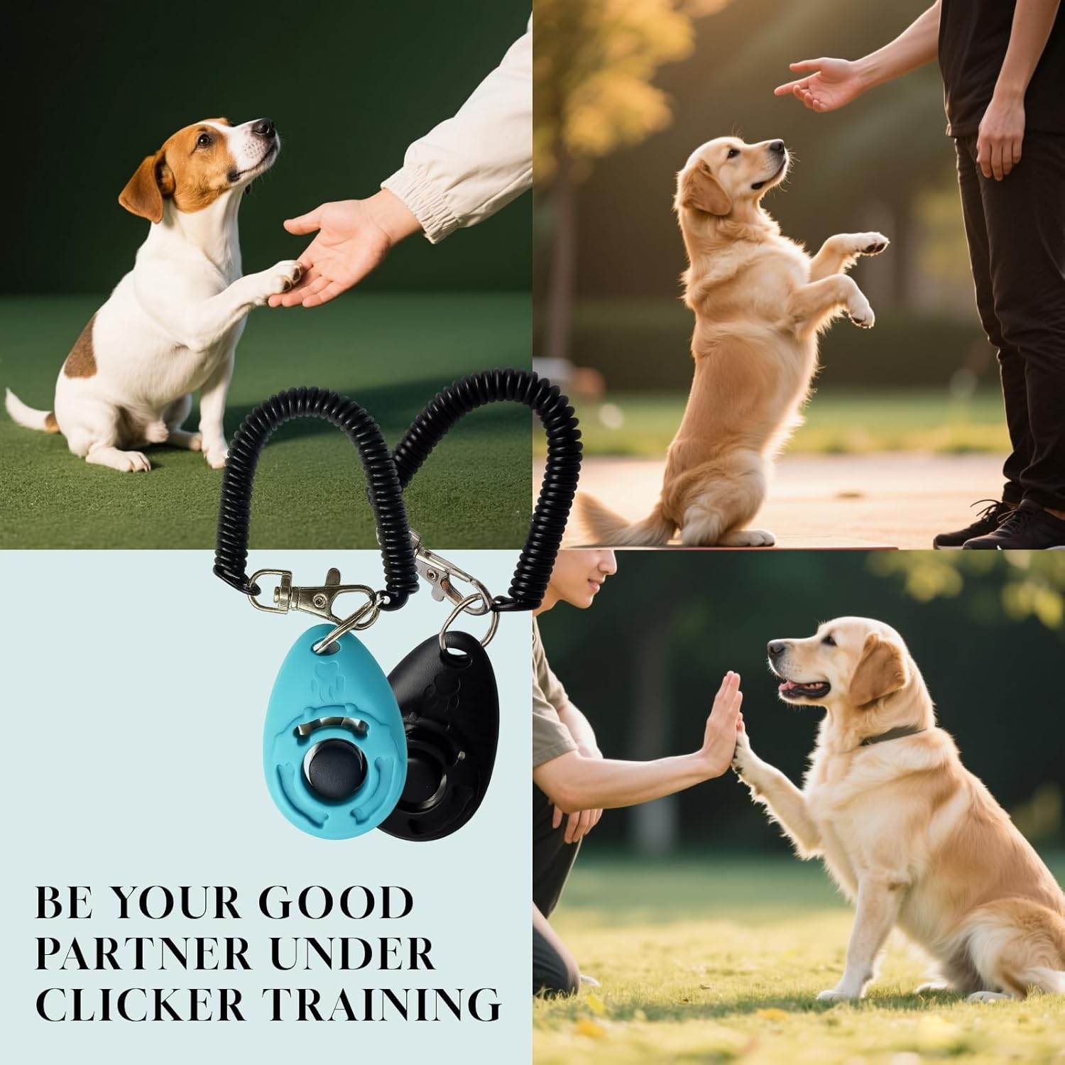 2 Pack Dog Training Clicker with Wrist Strap Professional Pet Clicker for Obedience, Trick Training Behavior Correction Loud Metal Clickers Black Blue image number 5