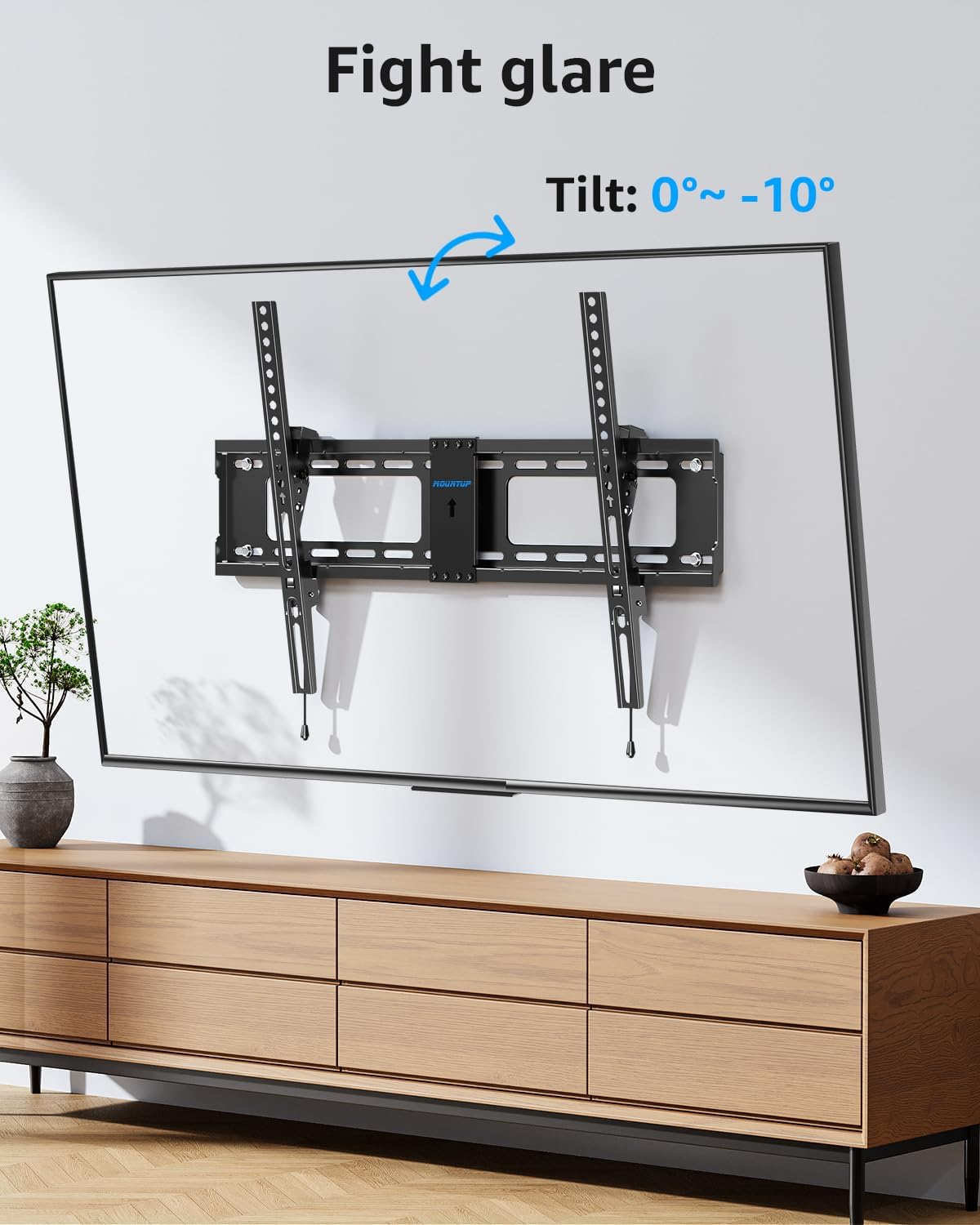 MOUNTUP TV Wall Mount Tilting TV Mount Bracket for Most 37-82 Inch Flat Screen/Curved Low Profile Wall Mount Saving Space Max VESA 600X400Mm Hold up to 132 Lbs Fit 16" 18" 24" Stud MU0008 image number 3