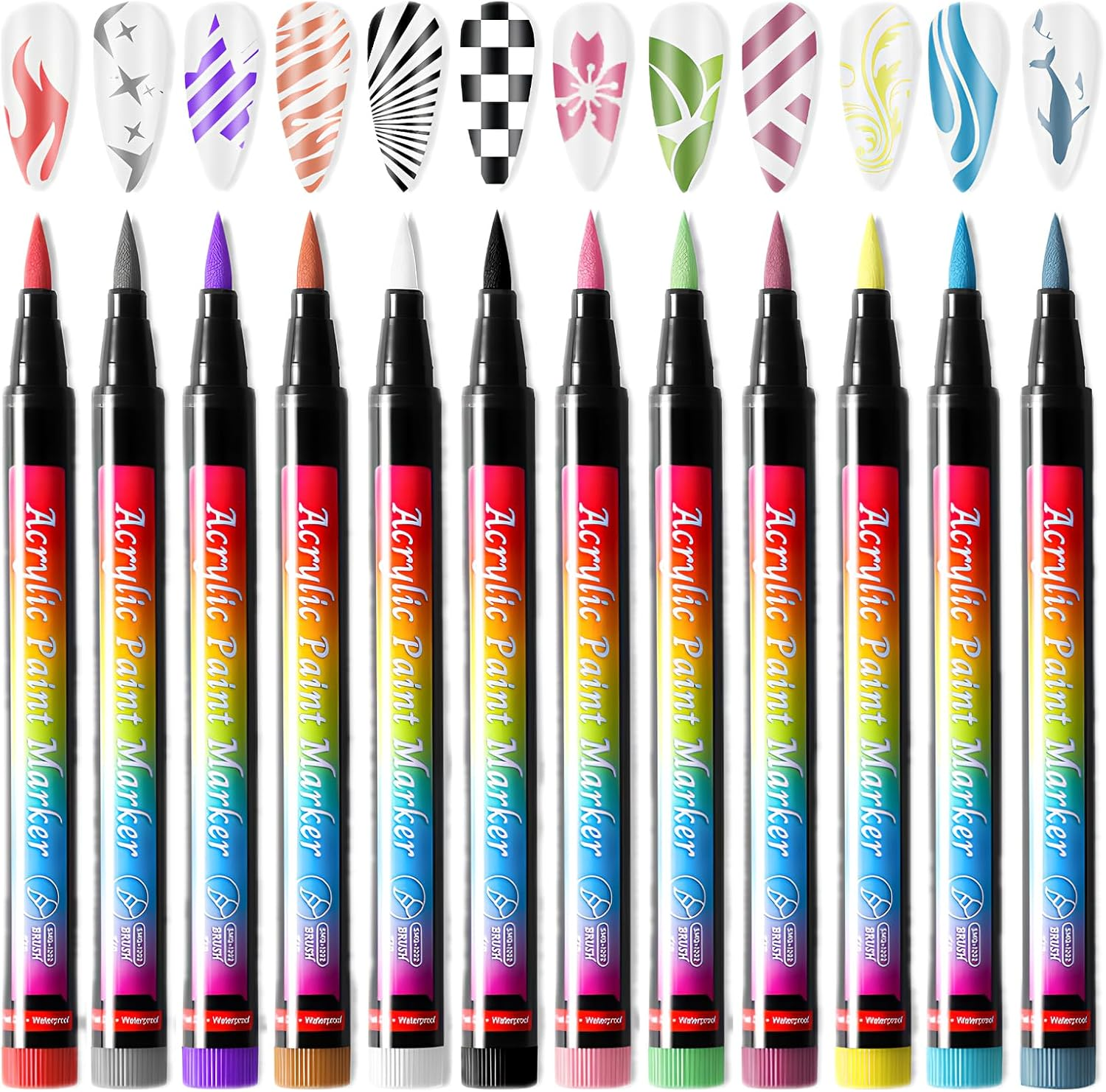 12 Nail Art Pens, Safe Nail Art Marks for Girls, Nail Art Pens for Girls to Wash, Suitable for Children'S Manicures, Diy Handicrafts, Party Activities, Non-Toxic and Easy to Use image number 6